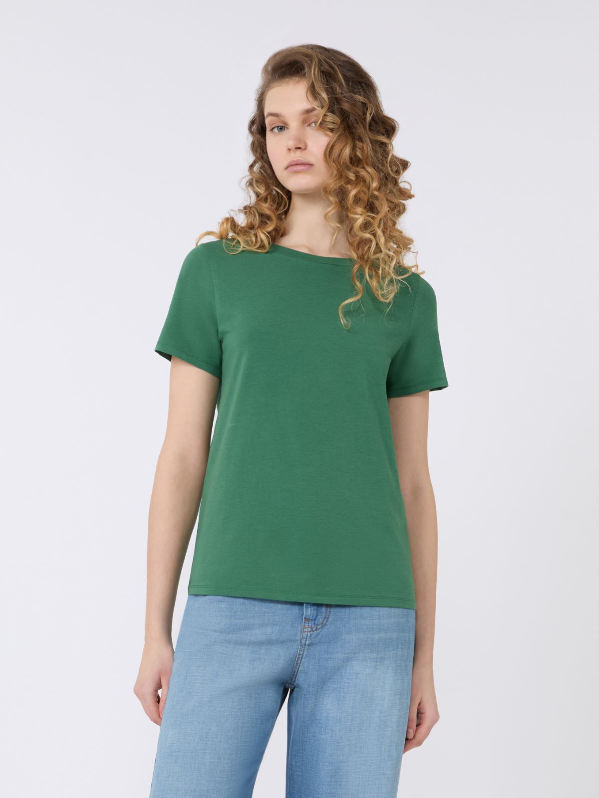 Stretch jersey basic T-shirt - GREEN - Max Mara - 2