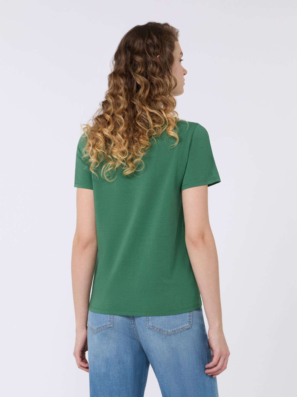 Stretch jersey basic T-shirt - GREEN - Max Mara - 3