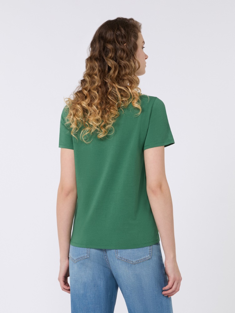 Stretch jersey basic T-shirt - GREEN - Max Mara - 3
