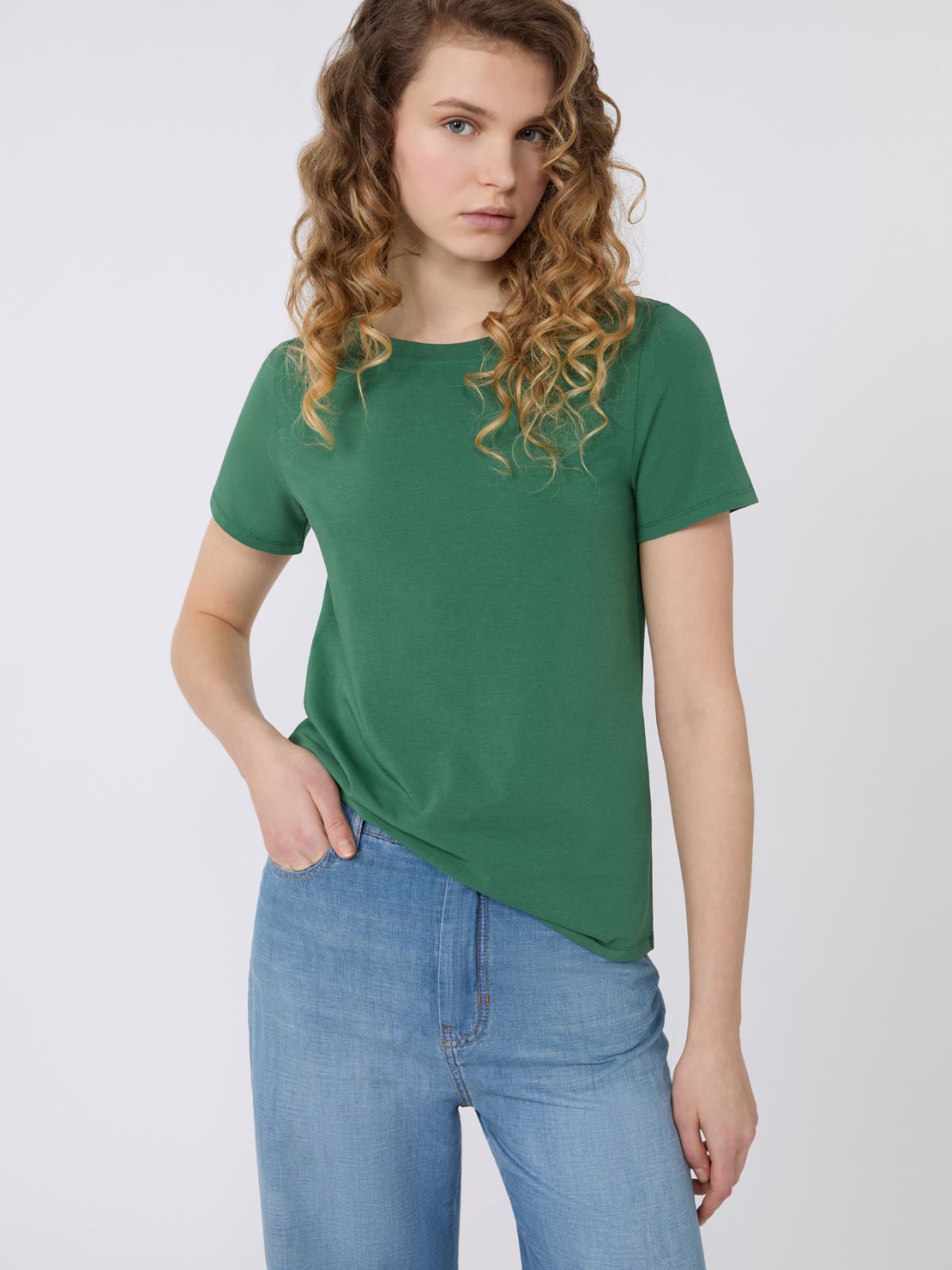 Stretch jersey basic T-shirt - GREEN - Max Mara - 4