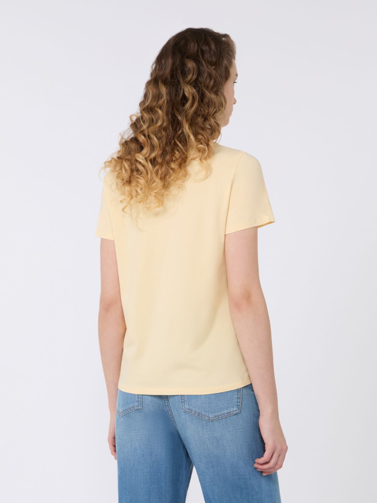 Stretch jersey basic T-shirt - LIGHT YELLOW - Max Mara - 3