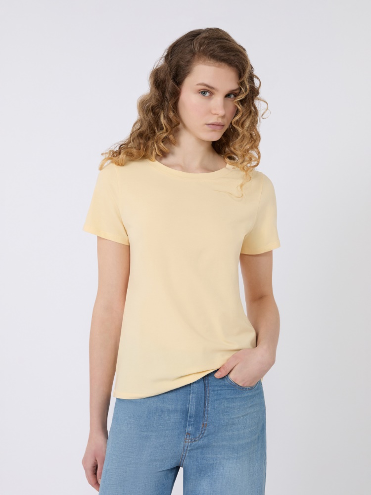 Stretch jersey basic T-shirt - LIGHT YELLOW - Max Mara - 4