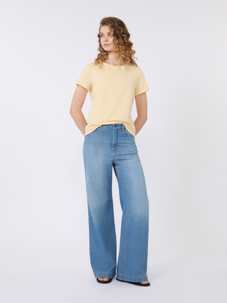 Stretch jersey basic T-shirt - LIGHT YELLOW - Max Mara