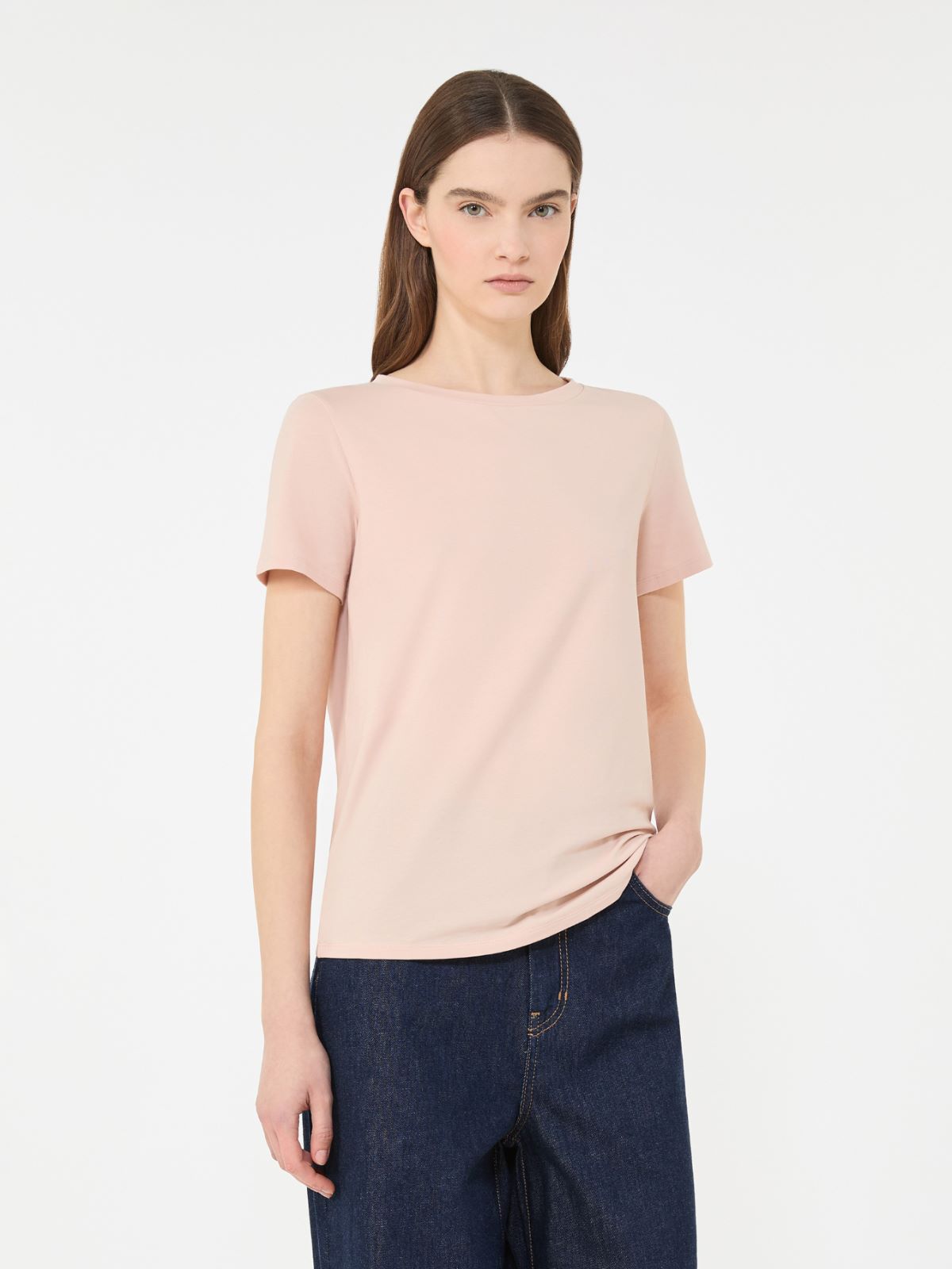 Basic cotton jersey T-shirt - PINK - Max Mara - 5