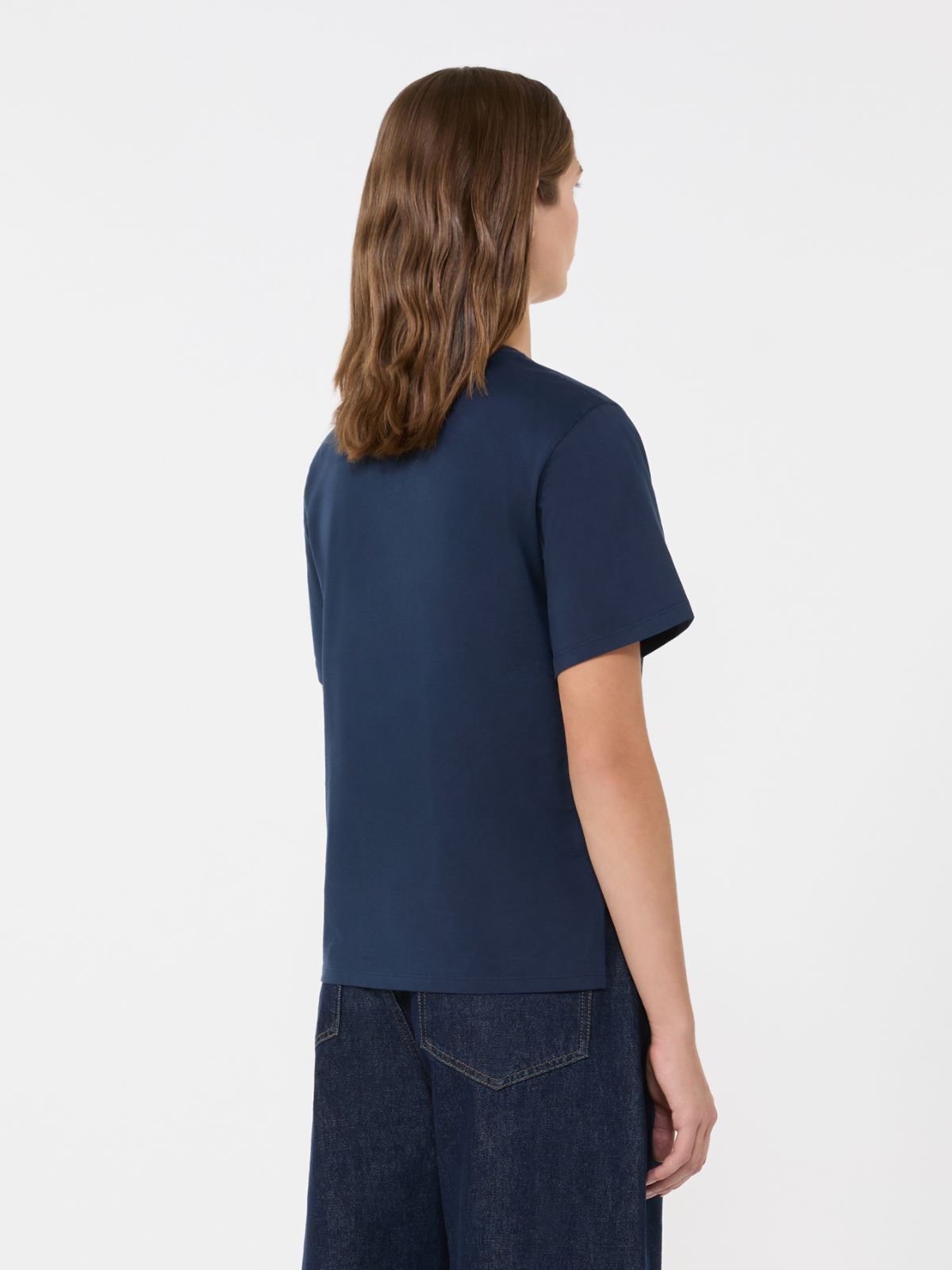 T-shirt simple en coton - BLEU - Max Mara - 5