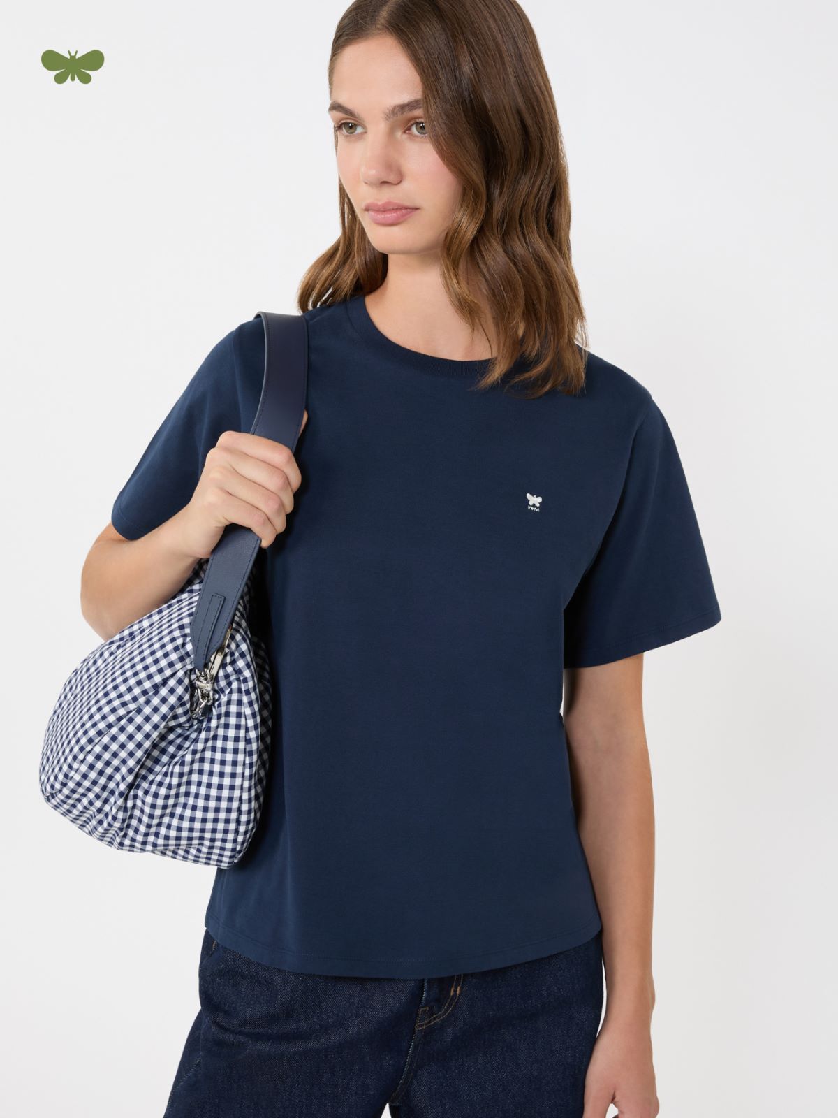 T-shirt simple en coton - BLEU - Max Mara - 5