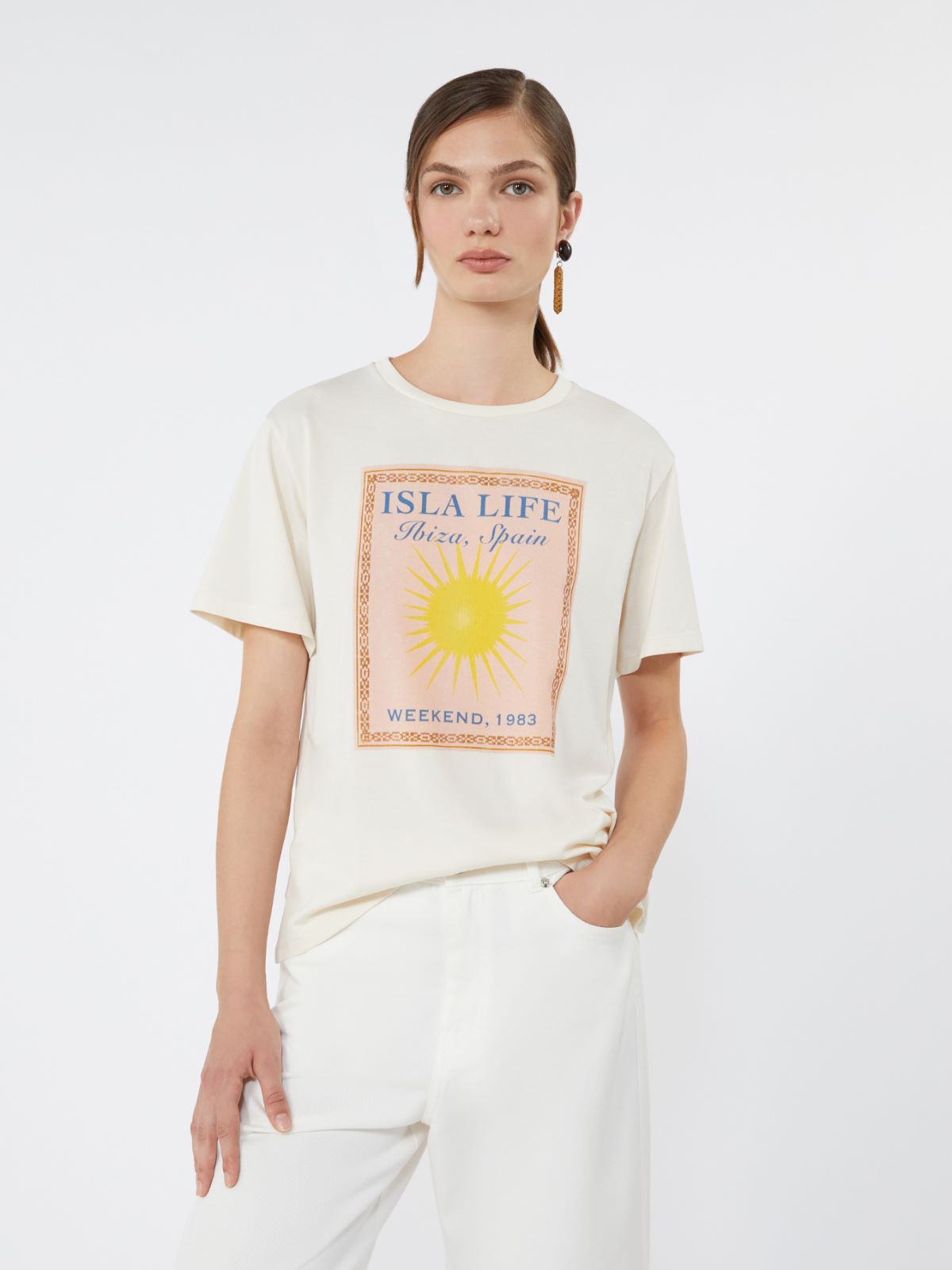 T-Shirt aus Baumwolljersey - ECRU - Max Mara - 4