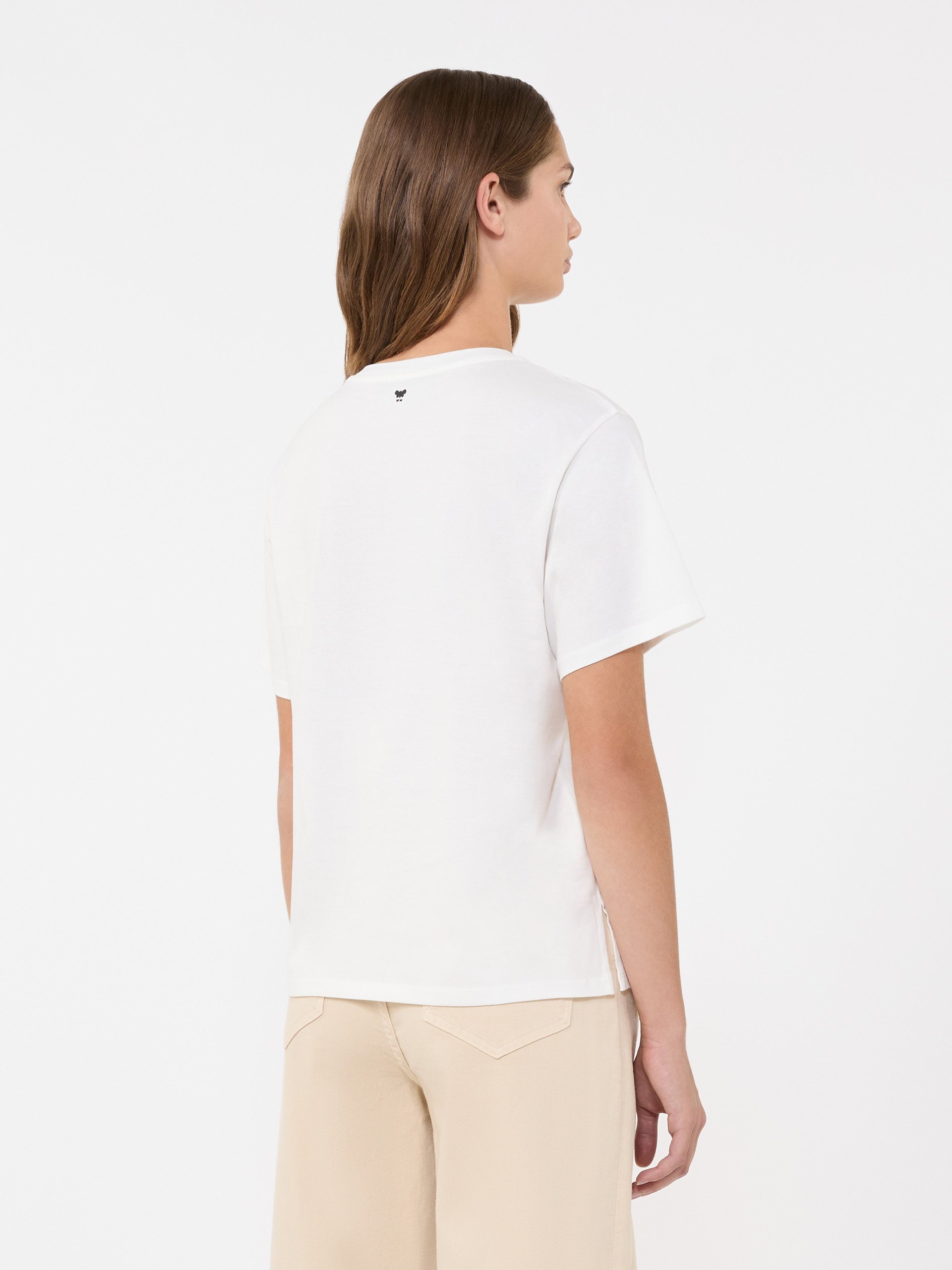 Print and embroidery-adorned cotton T-shirt - WHITE - Max Mara - 3