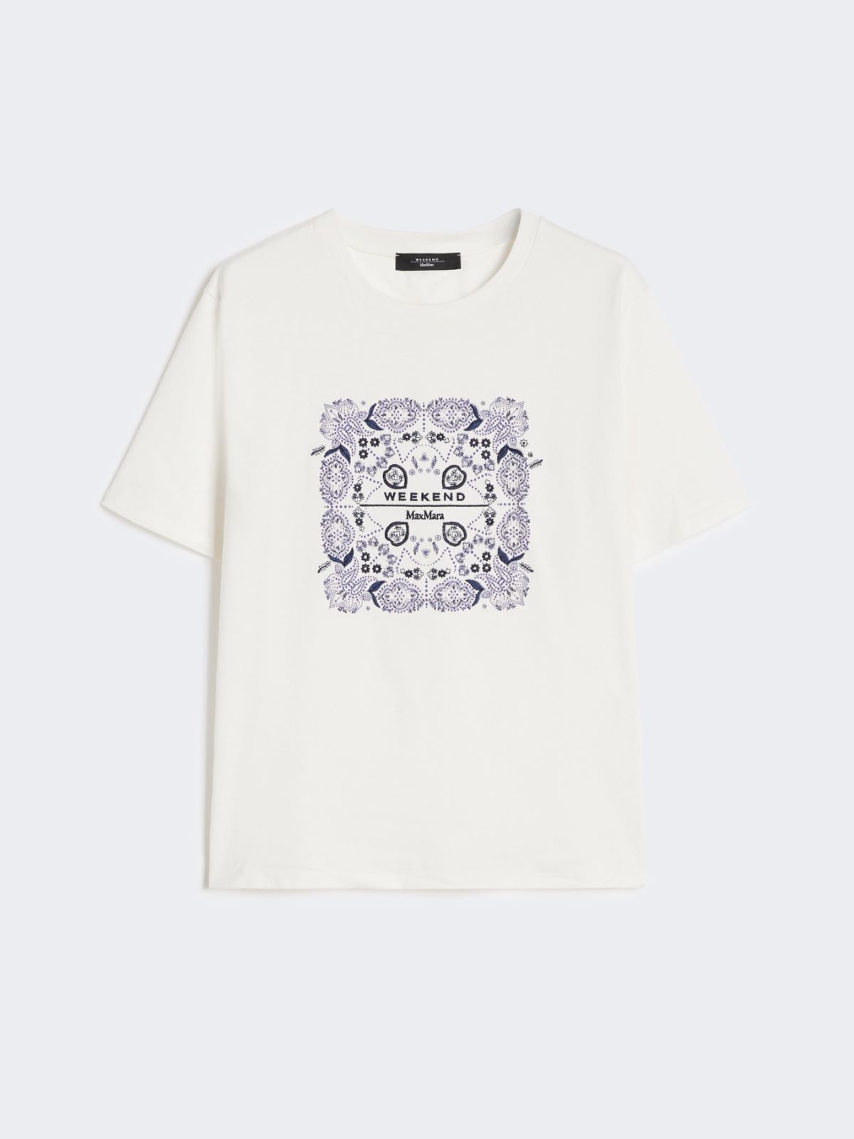 Print and embroidery-adorned cotton T-shirt - WHITE - Max Mara - 10