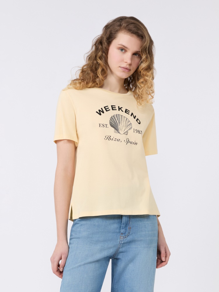 Jersey T-shirt with graphics - LIGHT YELLOW - Max Mara - 2
