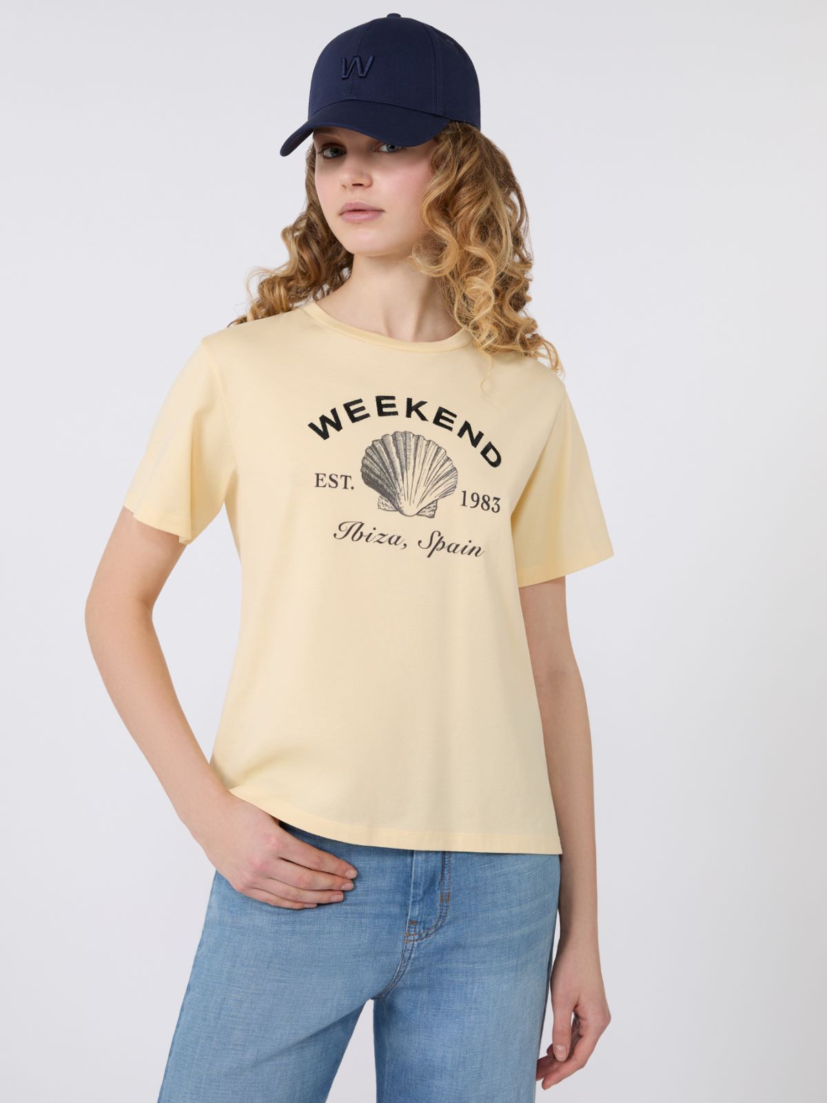 Jersey T-shirt with graphics - LIGHT YELLOW - Max Mara - 4