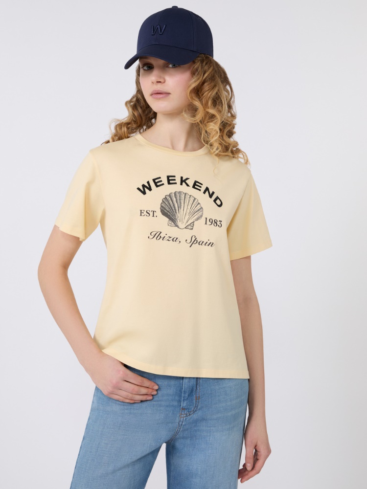Jersey T-shirt with graphics - LIGHT YELLOW - Max Mara - 4