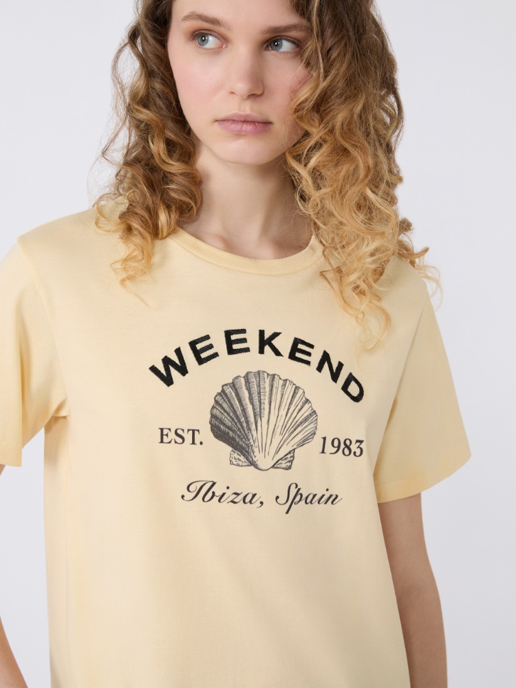 Jersey T-shirt with graphics - LIGHT YELLOW - Max Mara - 5