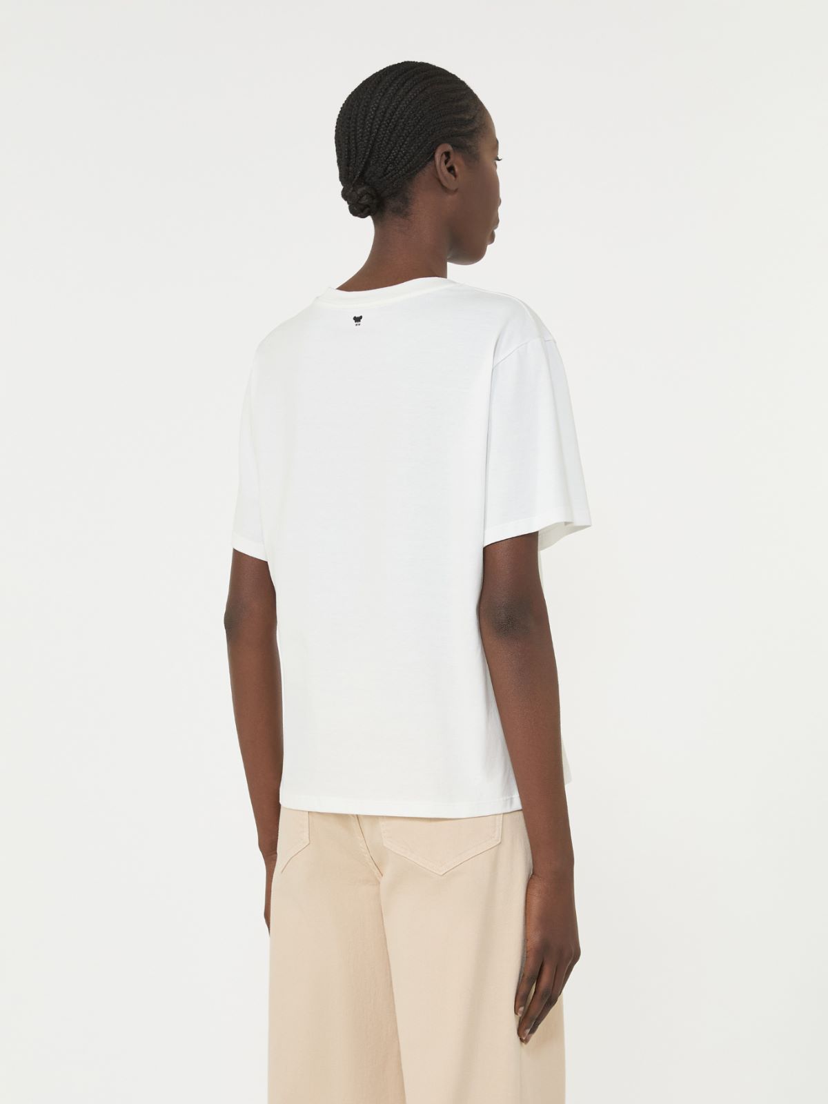 Cotton T-shirt with graphic print - WHITE - Max Mara - 6