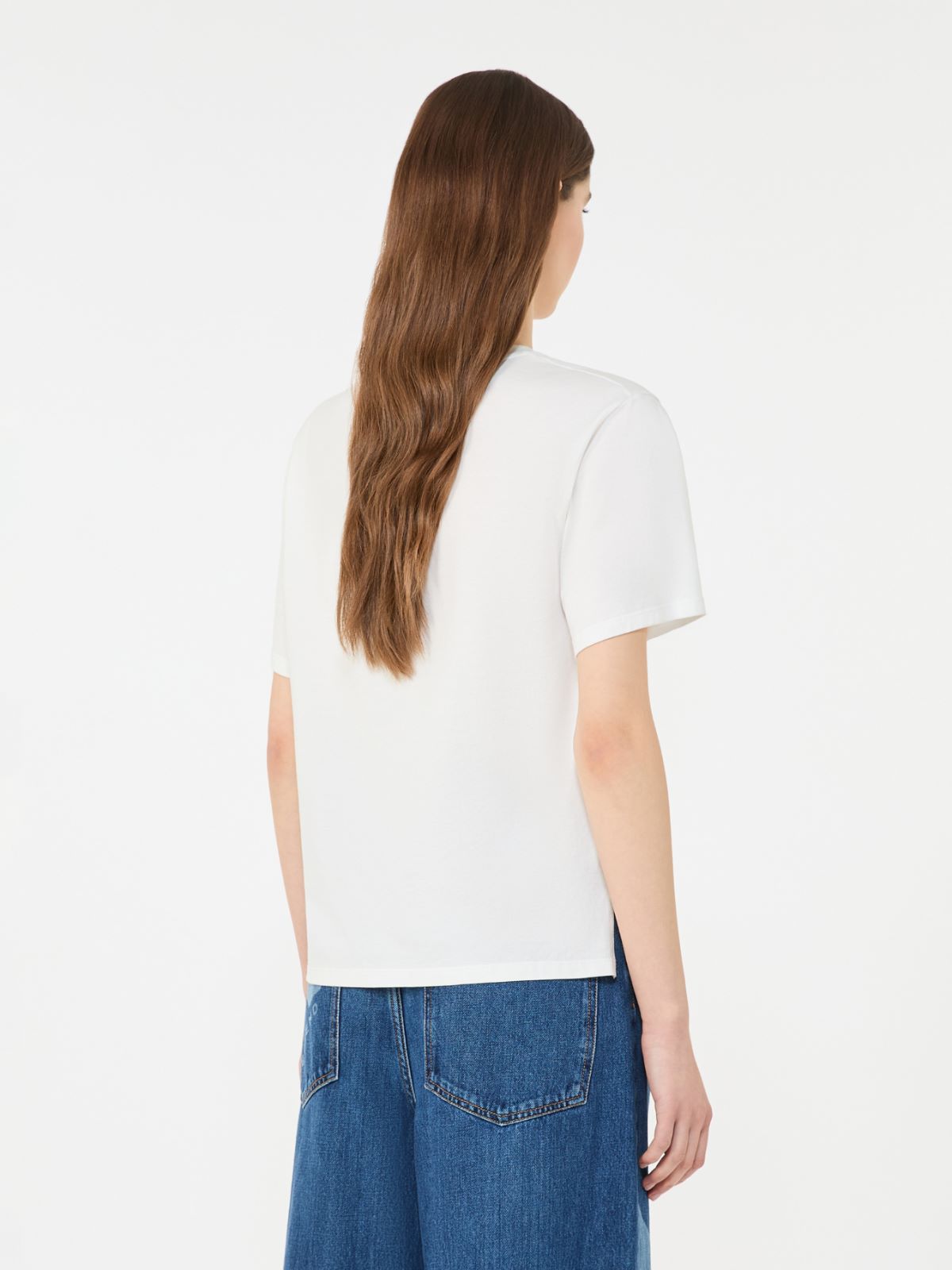 Cotton T-shirt with graphic print - WHITE - Max Mara - 6