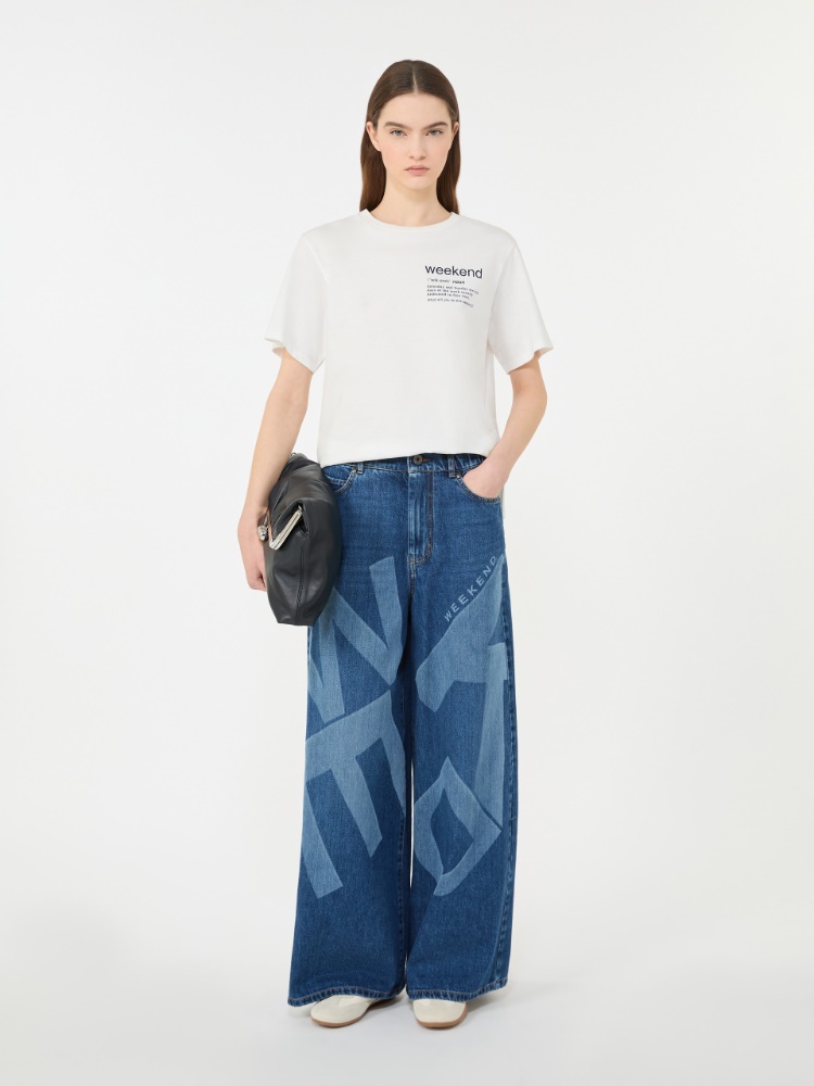 Cotton T-shirt with graphic print - WHITE - Max Mara