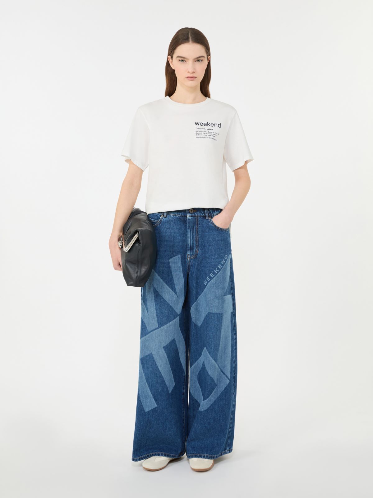 Cotton T-shirt with graphic print - WHITE - Max Mara - 6