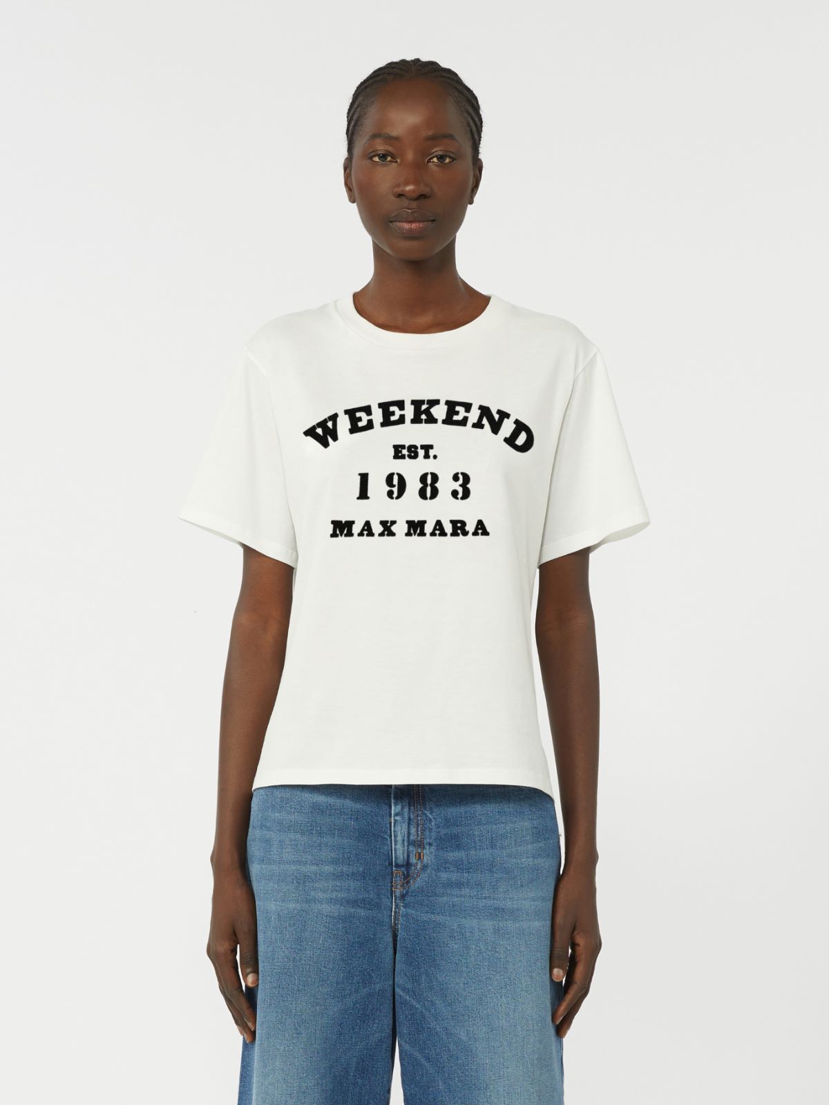 Cotton T-shirt with graphic print - WHITE - Max Mara - 5