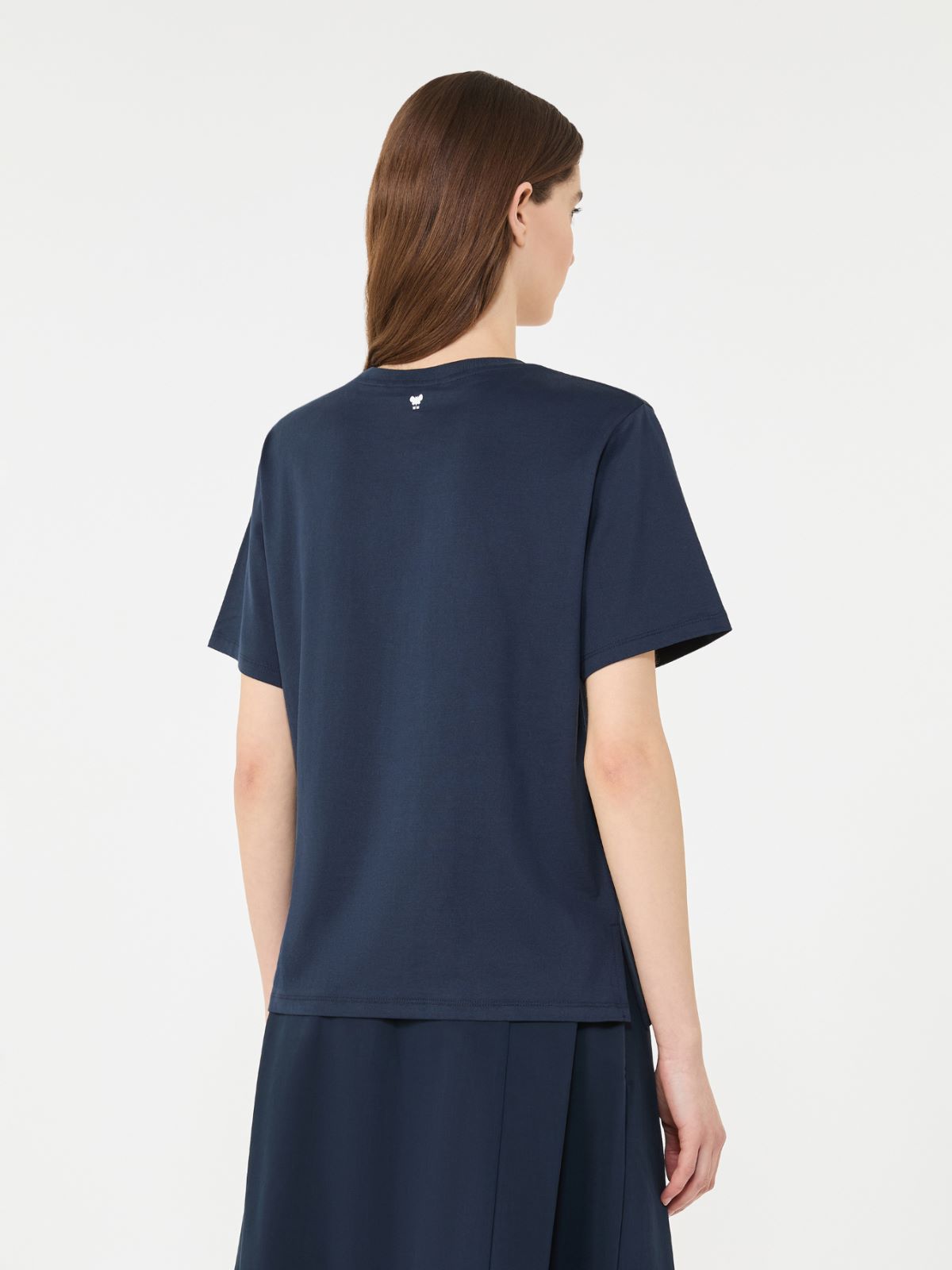 Cotton T-shirt with graphic print - NAVY - Max Mara - 6