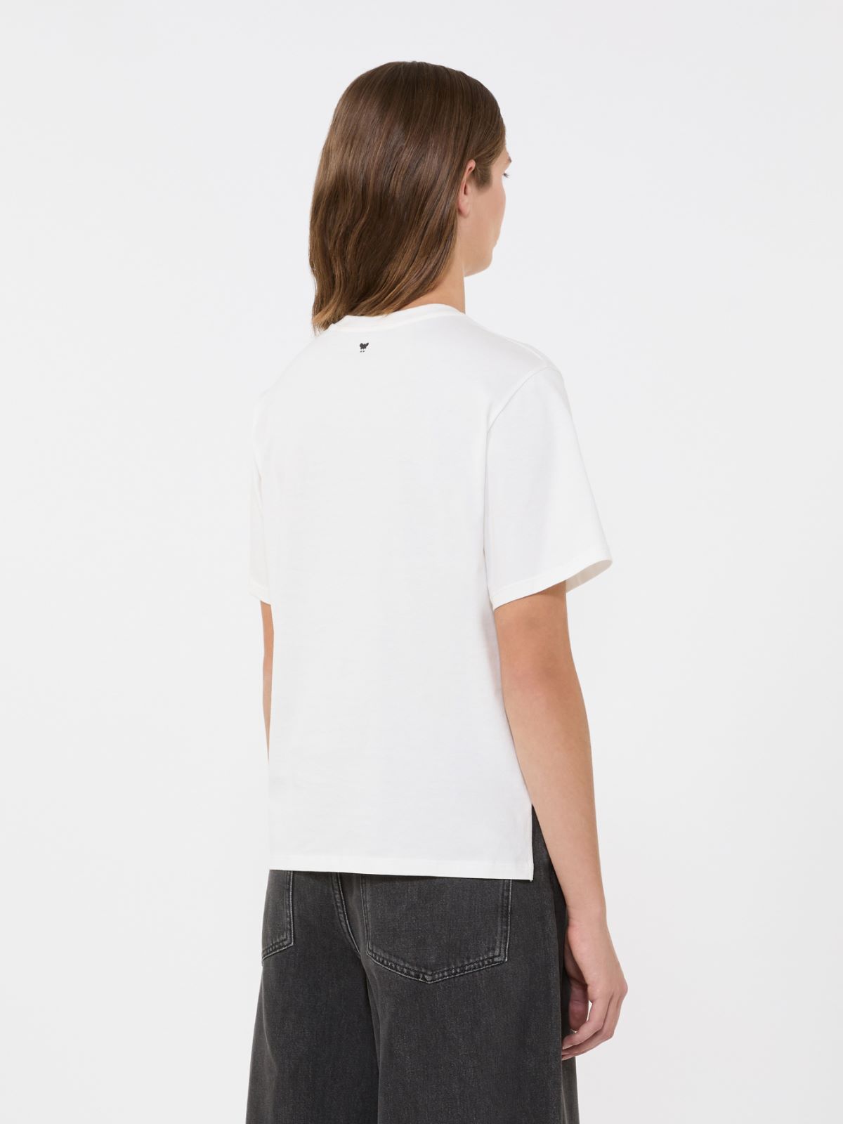 Print and embroidery-adorned jersey T-shirt - WHITE - Max Mara - 5