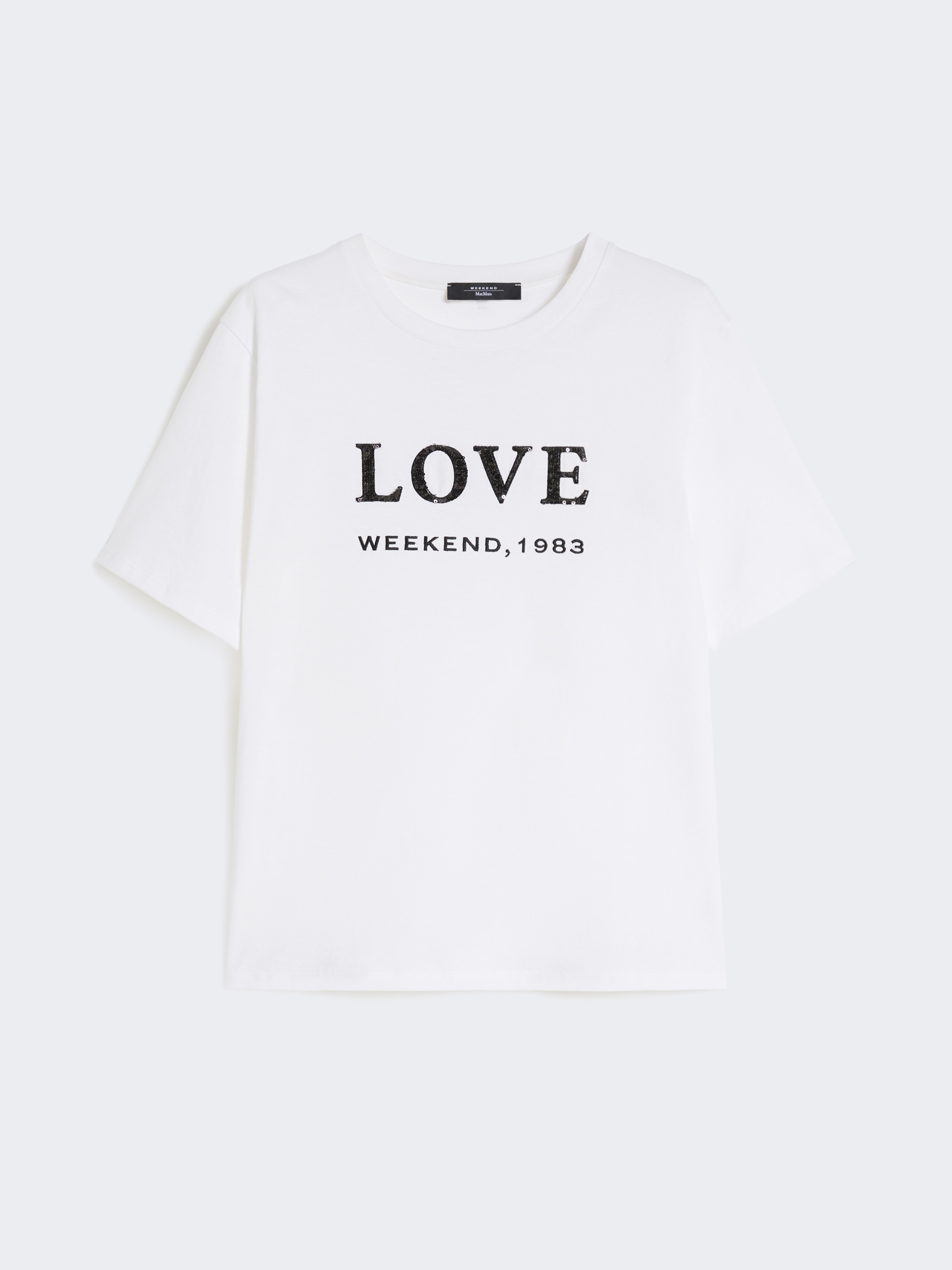 Print and embroidery-adorned jersey T-shirt - WHITE - Max Mara - 5