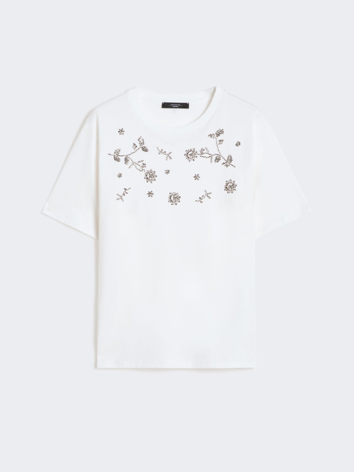 Print and embroidery-adorned jersey T-shirt - WHITE - Max Mara - 10