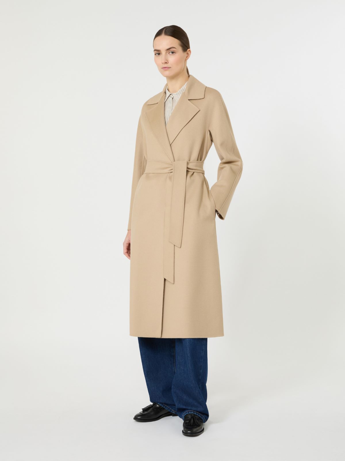 Long wool, cashmere and silk coat - SAND - Max Mara