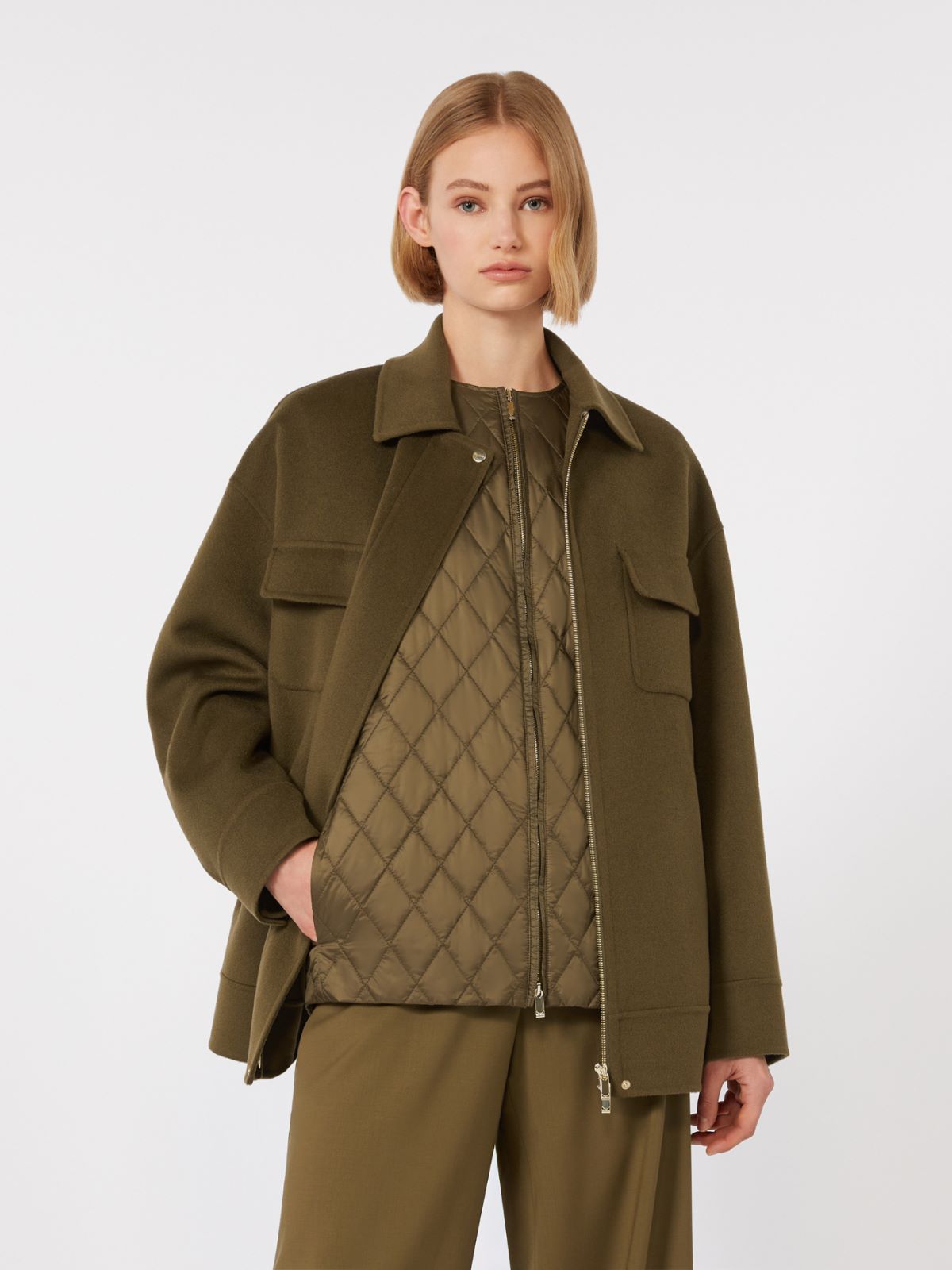 2-in-1 wool and silk padded coat - KAKI - Max Mara - 6