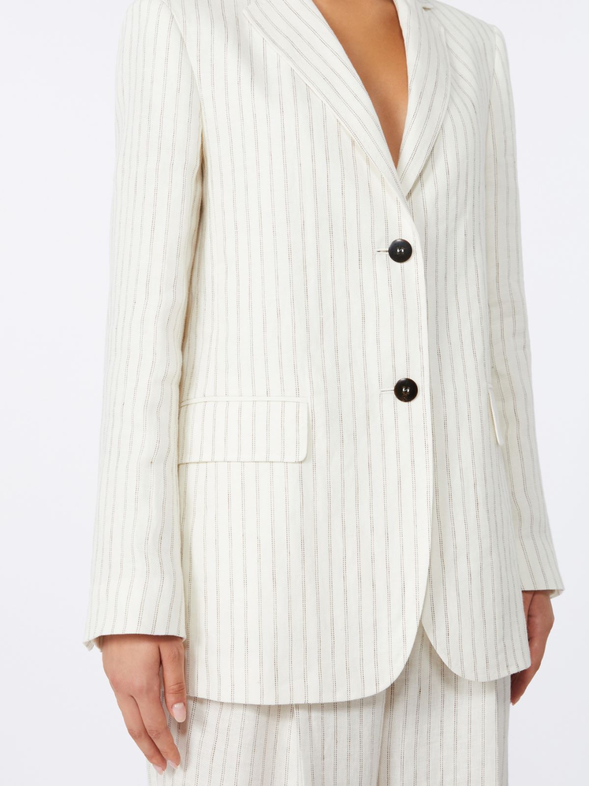 Pinstripe linen blazer - NATURAL - Max Mara - 9