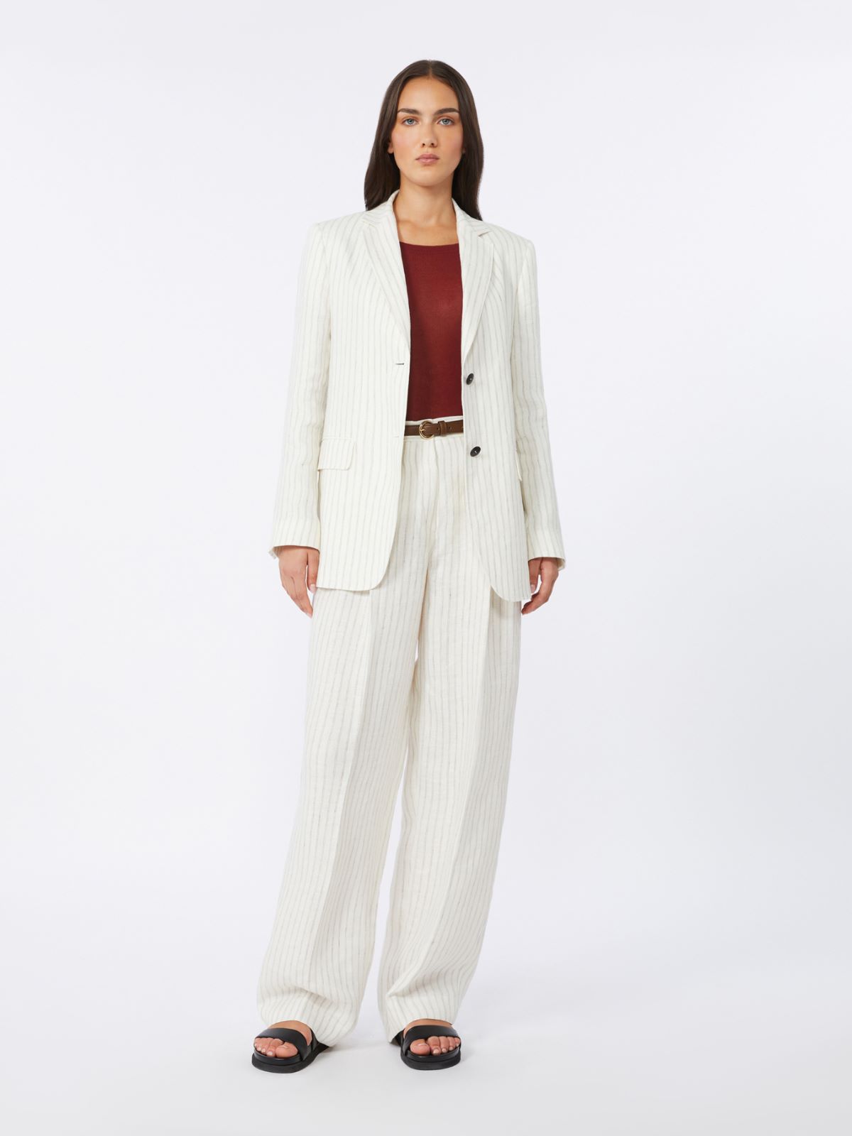 Pinstripe linen blazer - NATURAL - Max Mara - 9