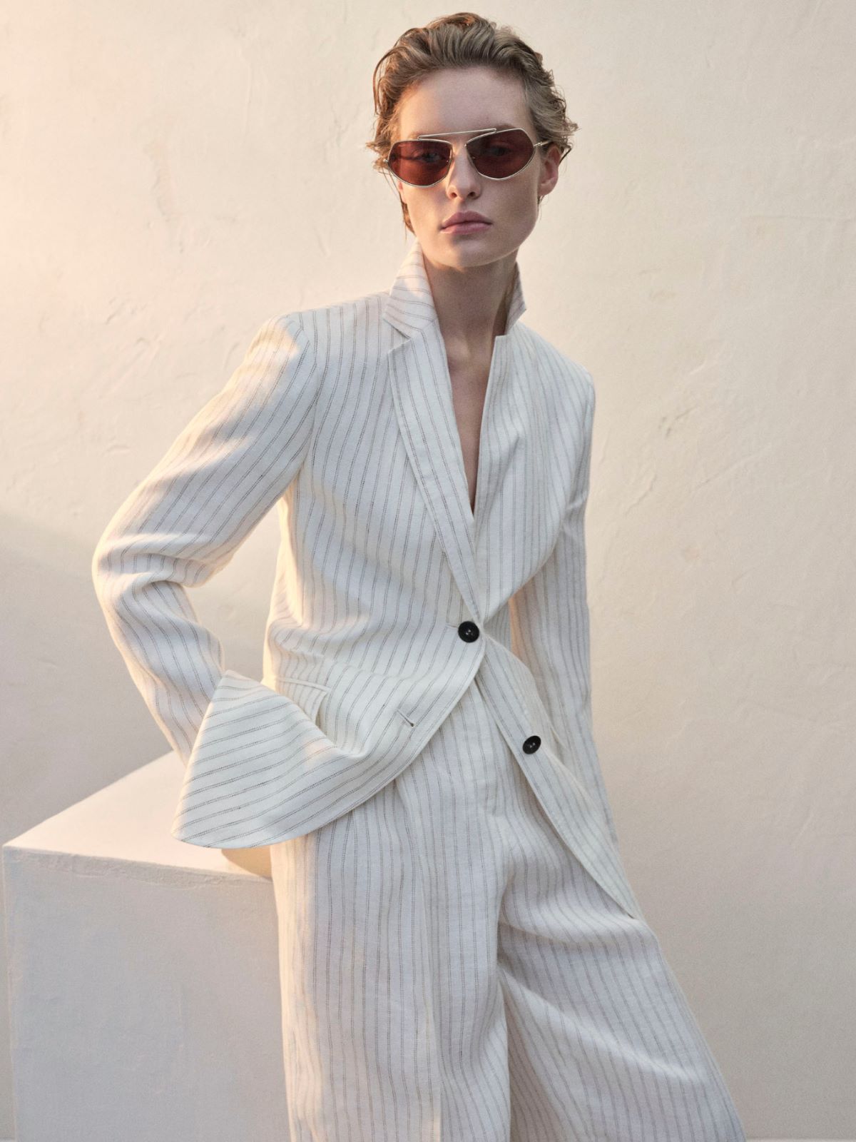 Pinstripe linen blazer - NATURAL - Max Mara - 9