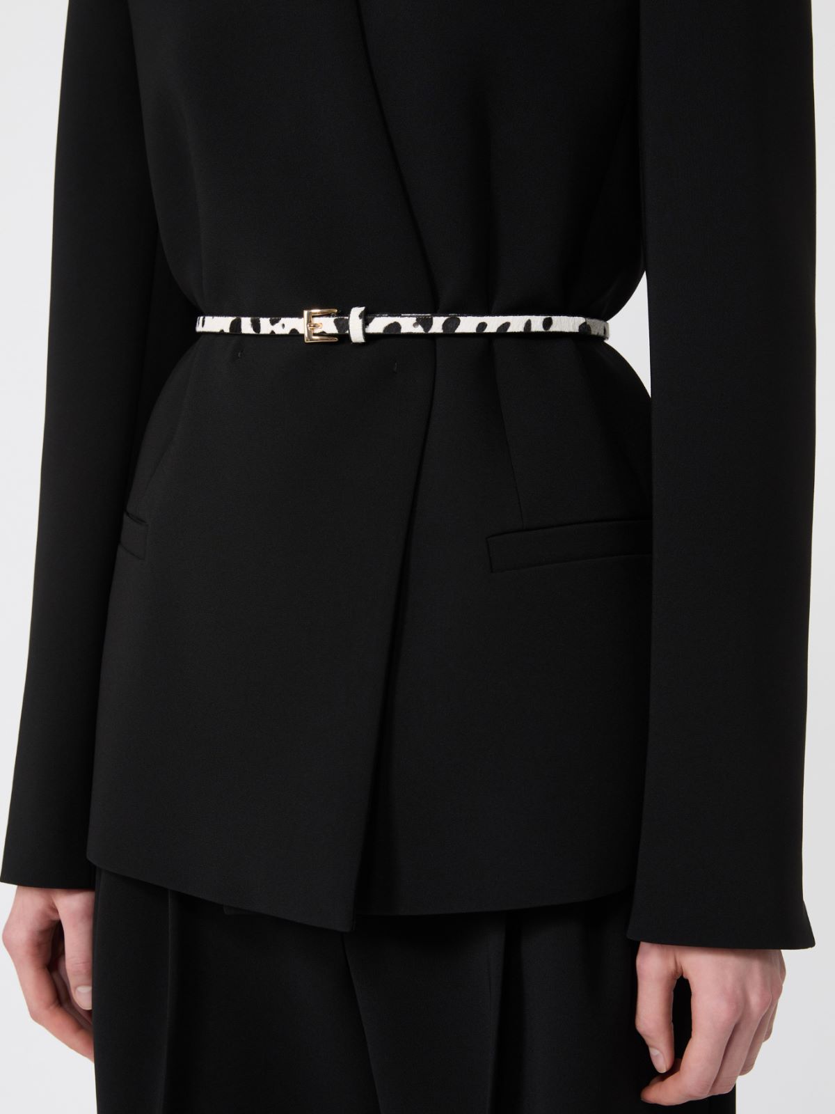 Double-breasted cady jacket with belt - BLACK - Max Mara - 5