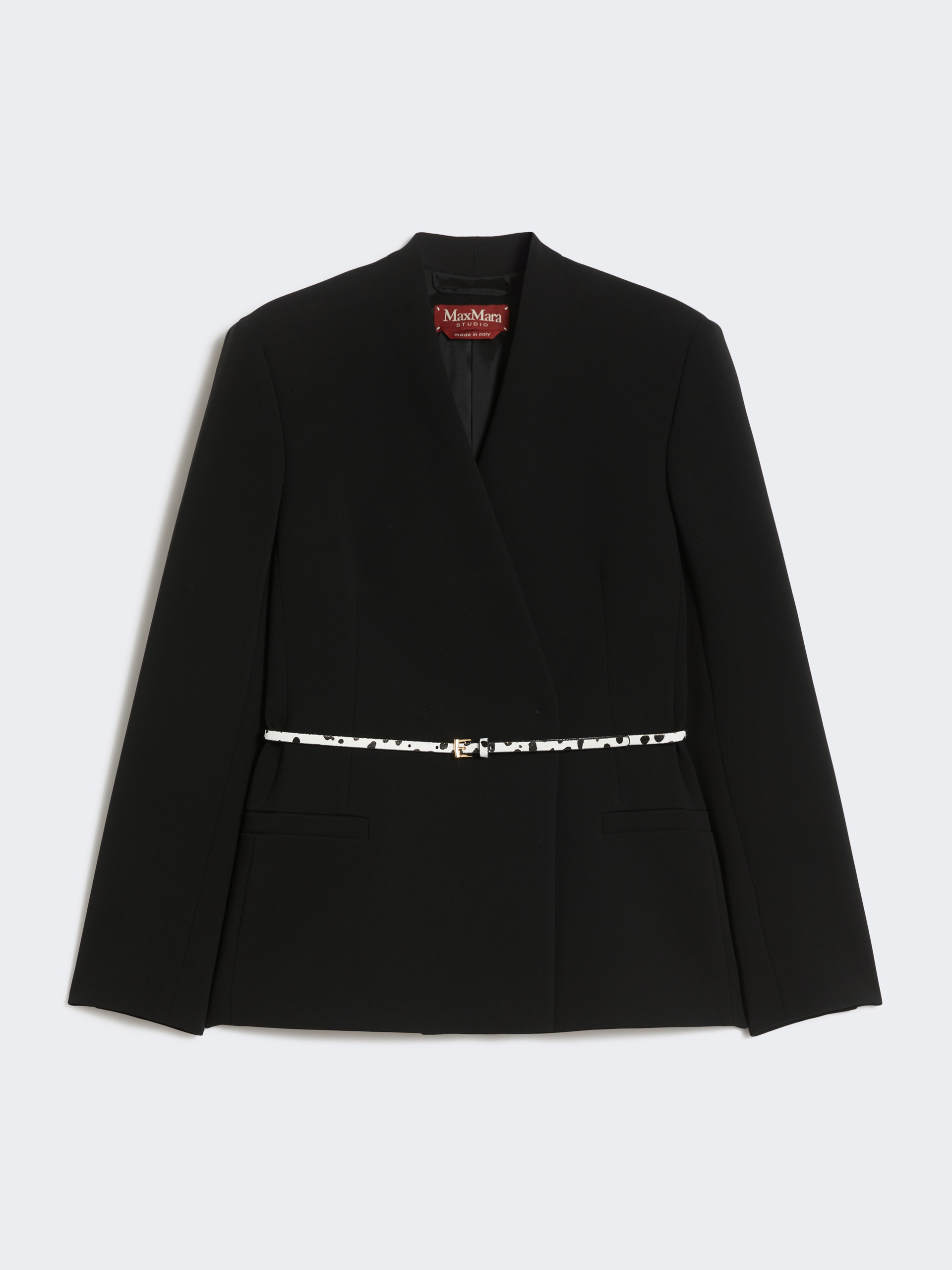 Double-breasted cady jacket with belt - BLACK - Max Mara - 5