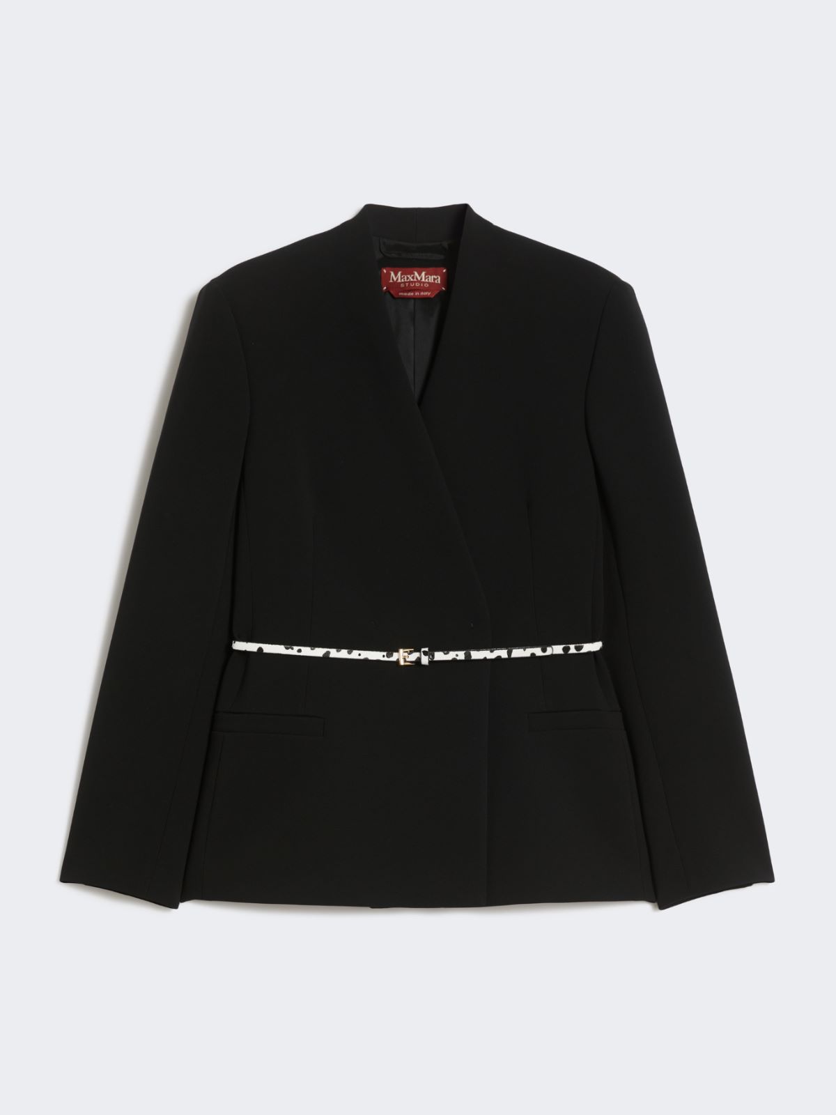 Double-breasted cady jacket with belt - BLACK - Max Mara - 5