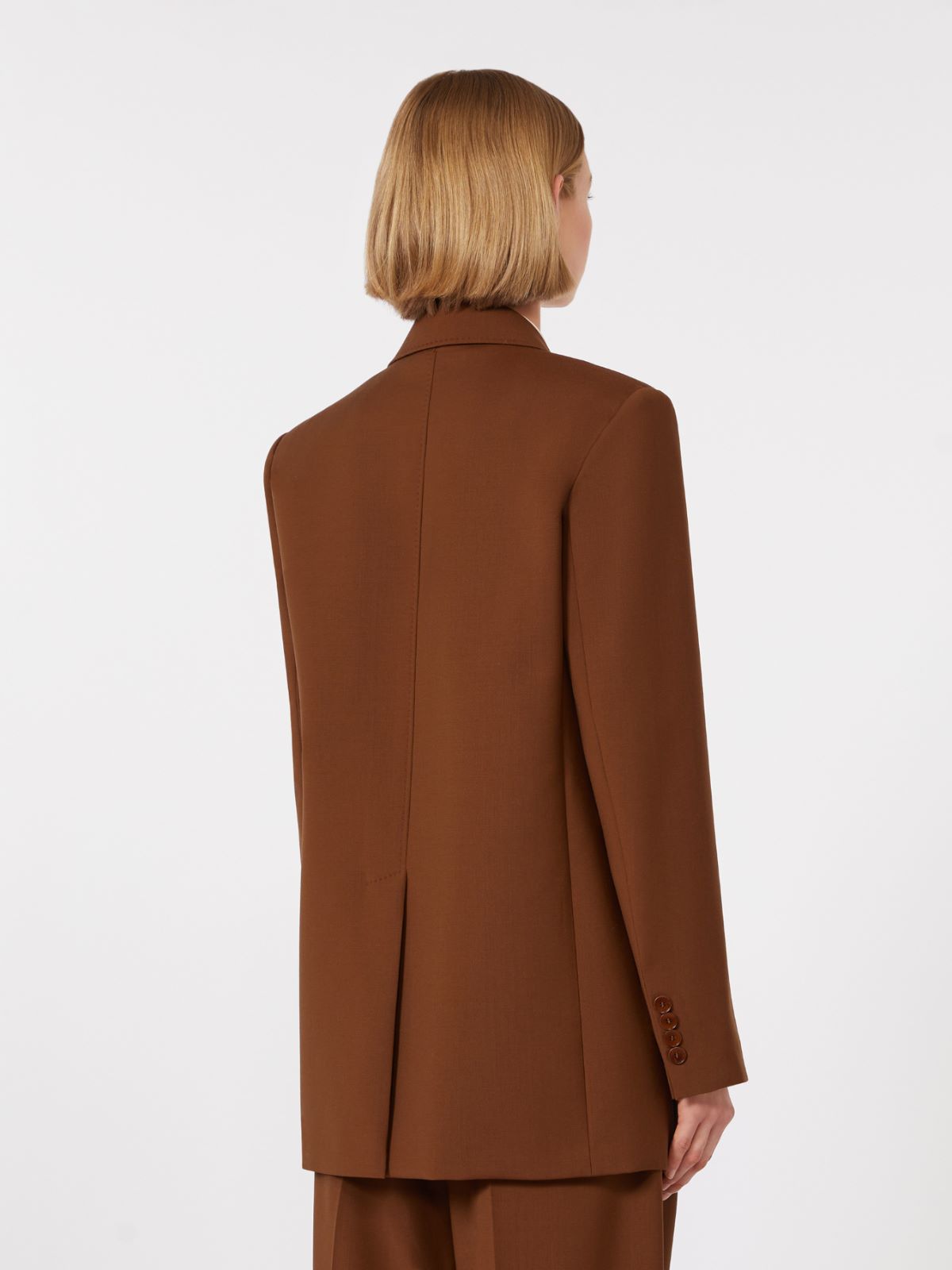 Single-breasted stretch wool blazer - CHOCOLATE - Max Mara - 5