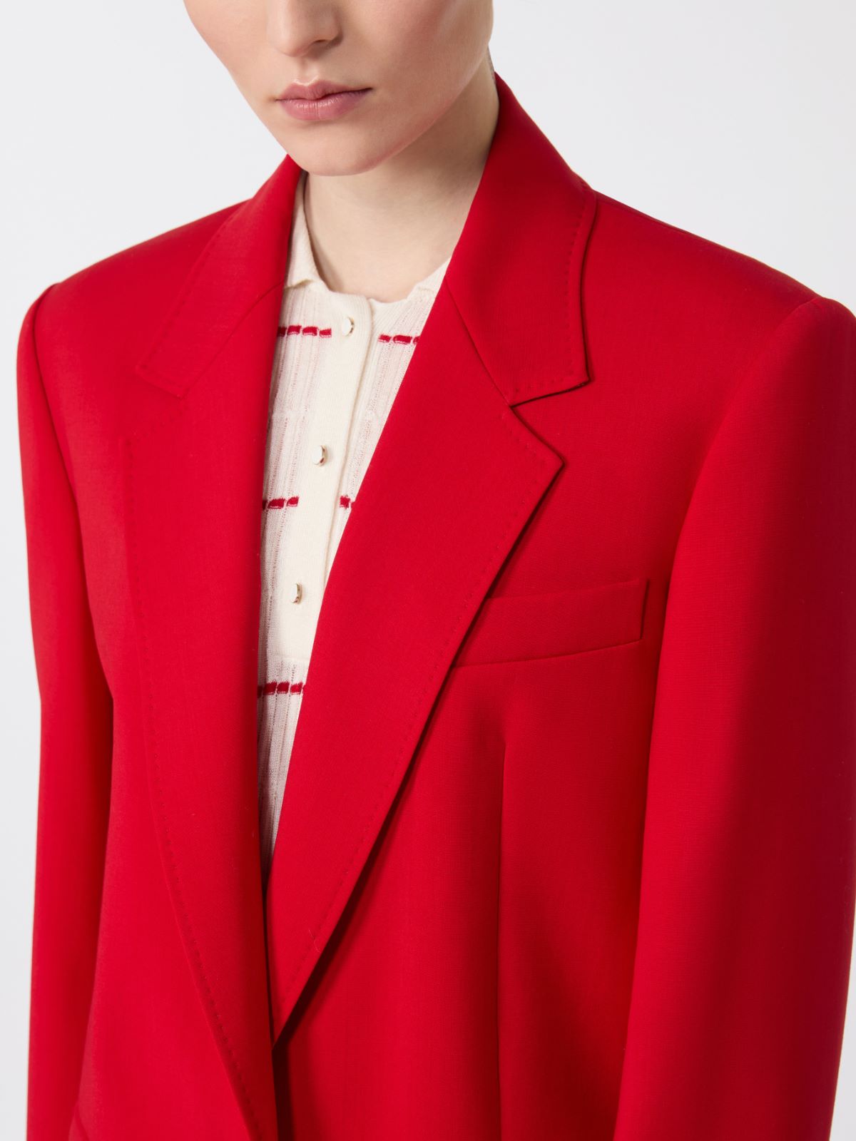 Single-breasted stretch wool blazer - RED - Max Mara - 5