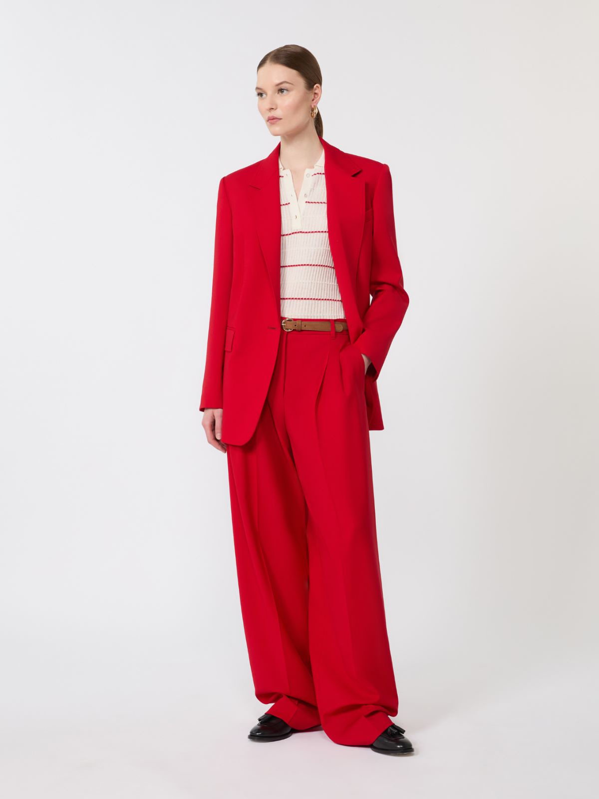 Single-breasted stretch wool blazer - RED - Max Mara - 5