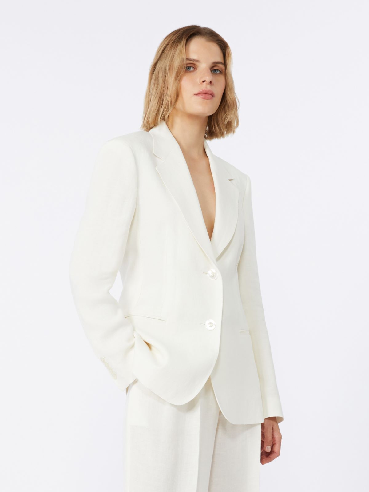 Linen twill blazer - NATURAL - Max Mara - 2