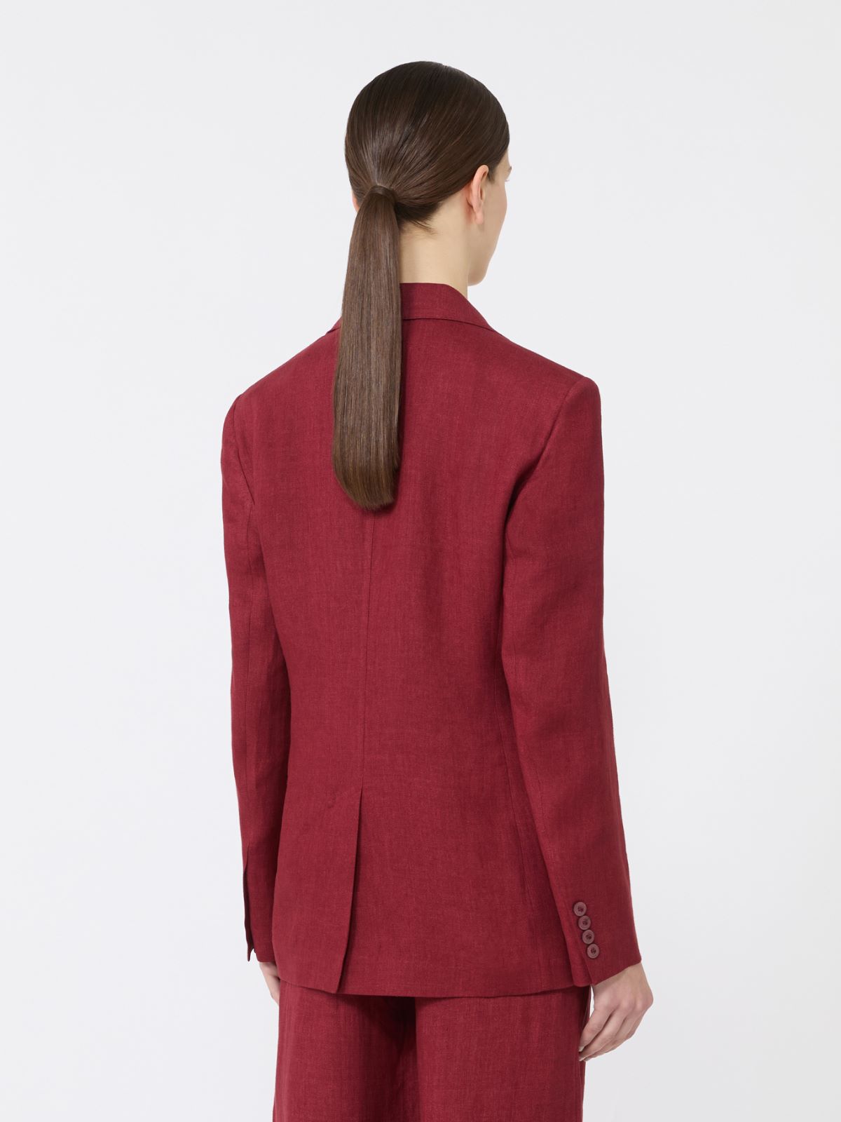 Linen twill blazer - BRICK RED - 3