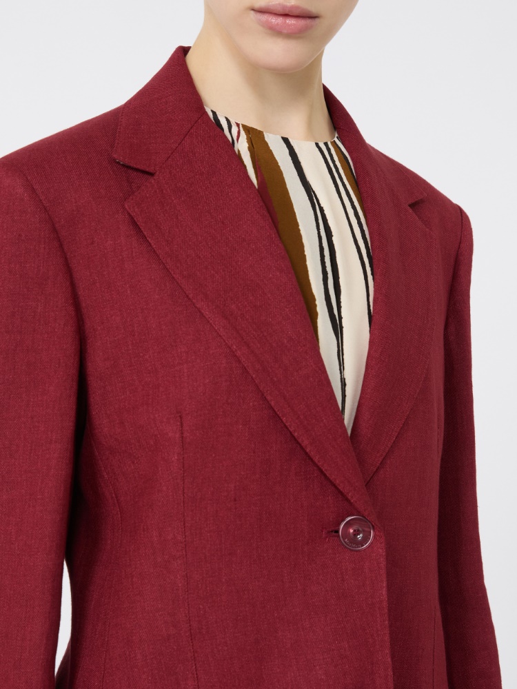 Linen twill blazer - BRICK RED - 4
