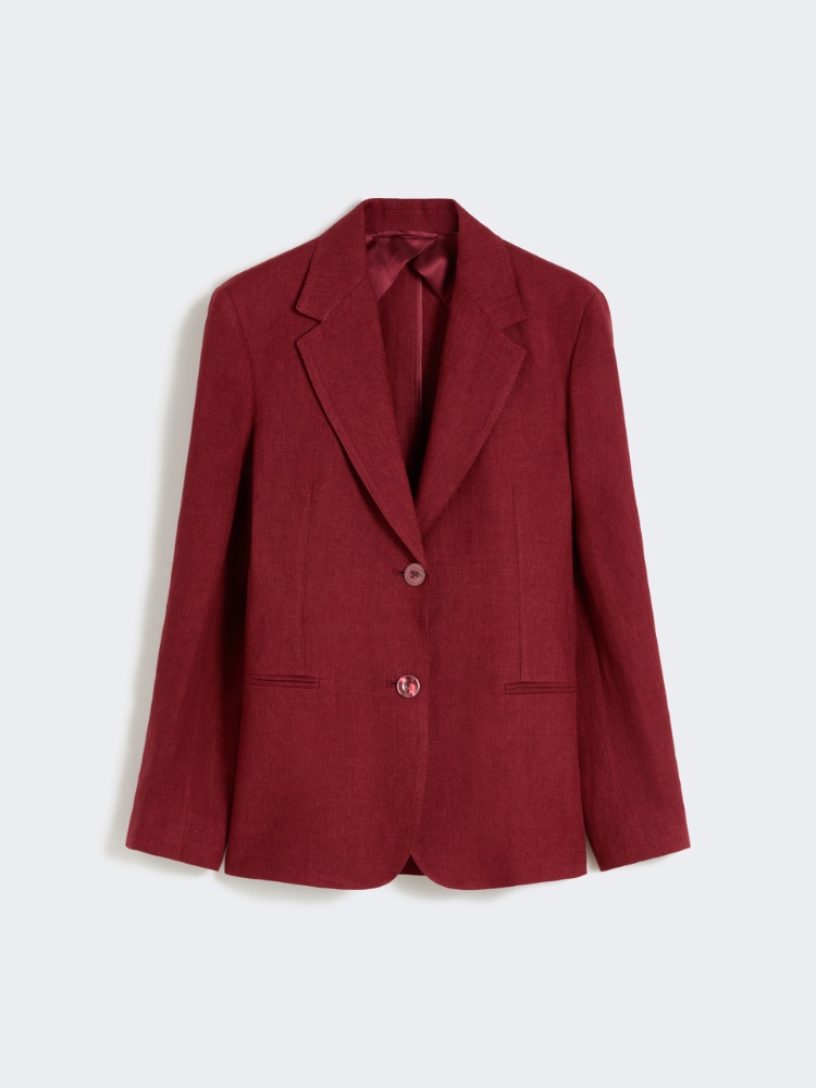 Linen twill blazer - BRICK RED - 5