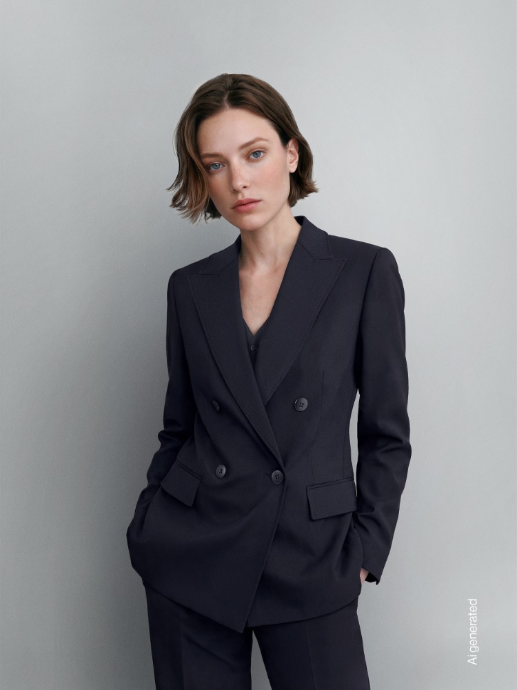 Blazer sfiancato in crêpe di lana + BLU - Max Mara