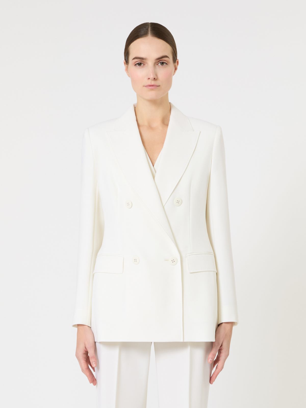 Fitted wool crepe blazer - WHITE - Max Mara - 4