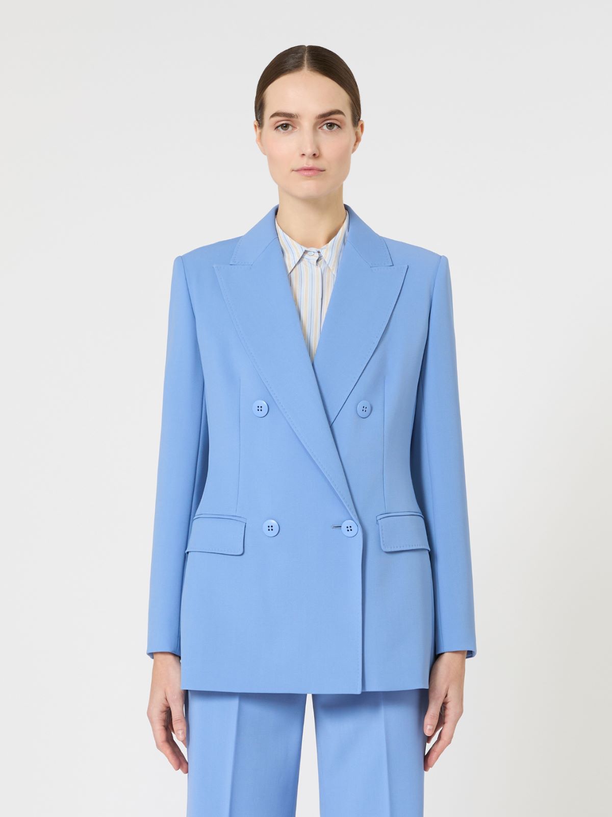Körpernah geschnittener Blazer aus Woll-Crêpe - AZURBLAU - Max Mara - 4