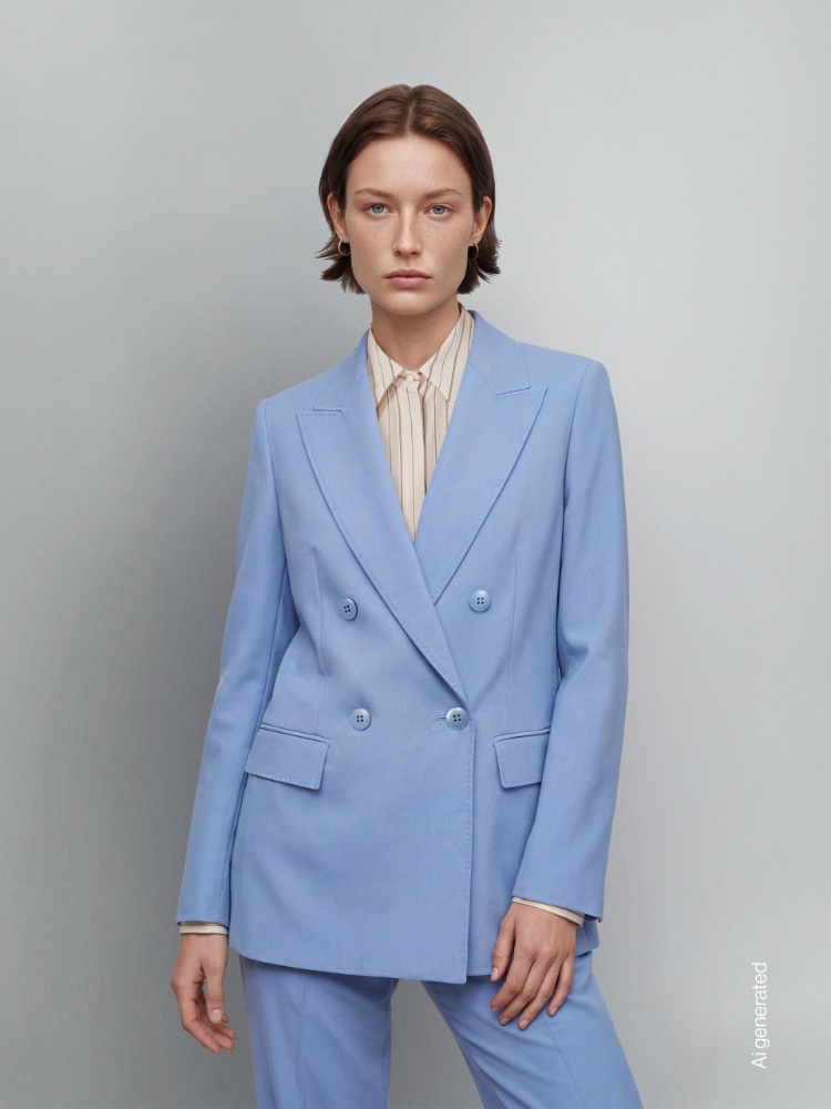 Fitted wool crepe blazer + LIGHT BLUE - Max Mara
