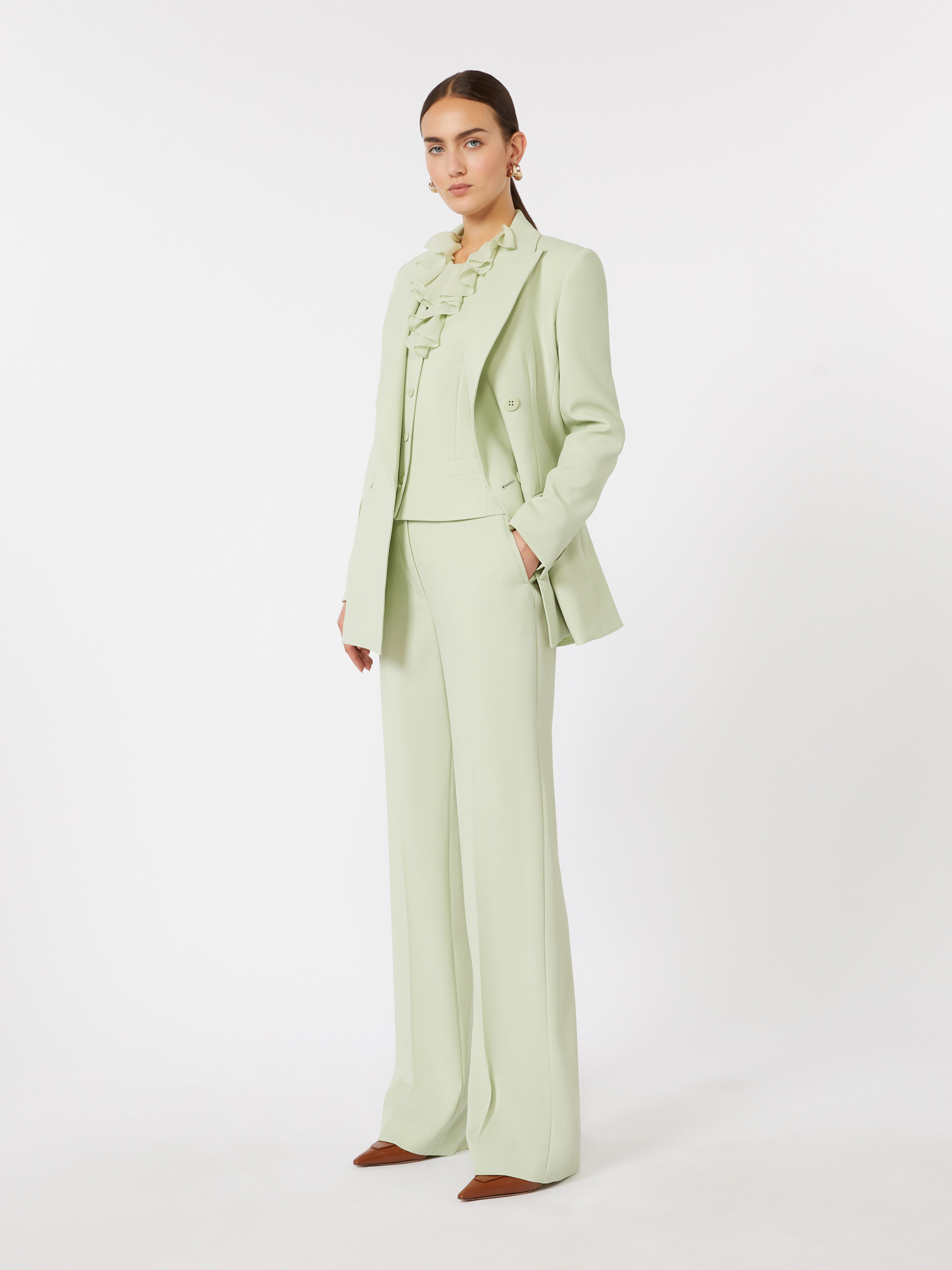 Fitted wool crepe blazer - GREEN - Max Mara