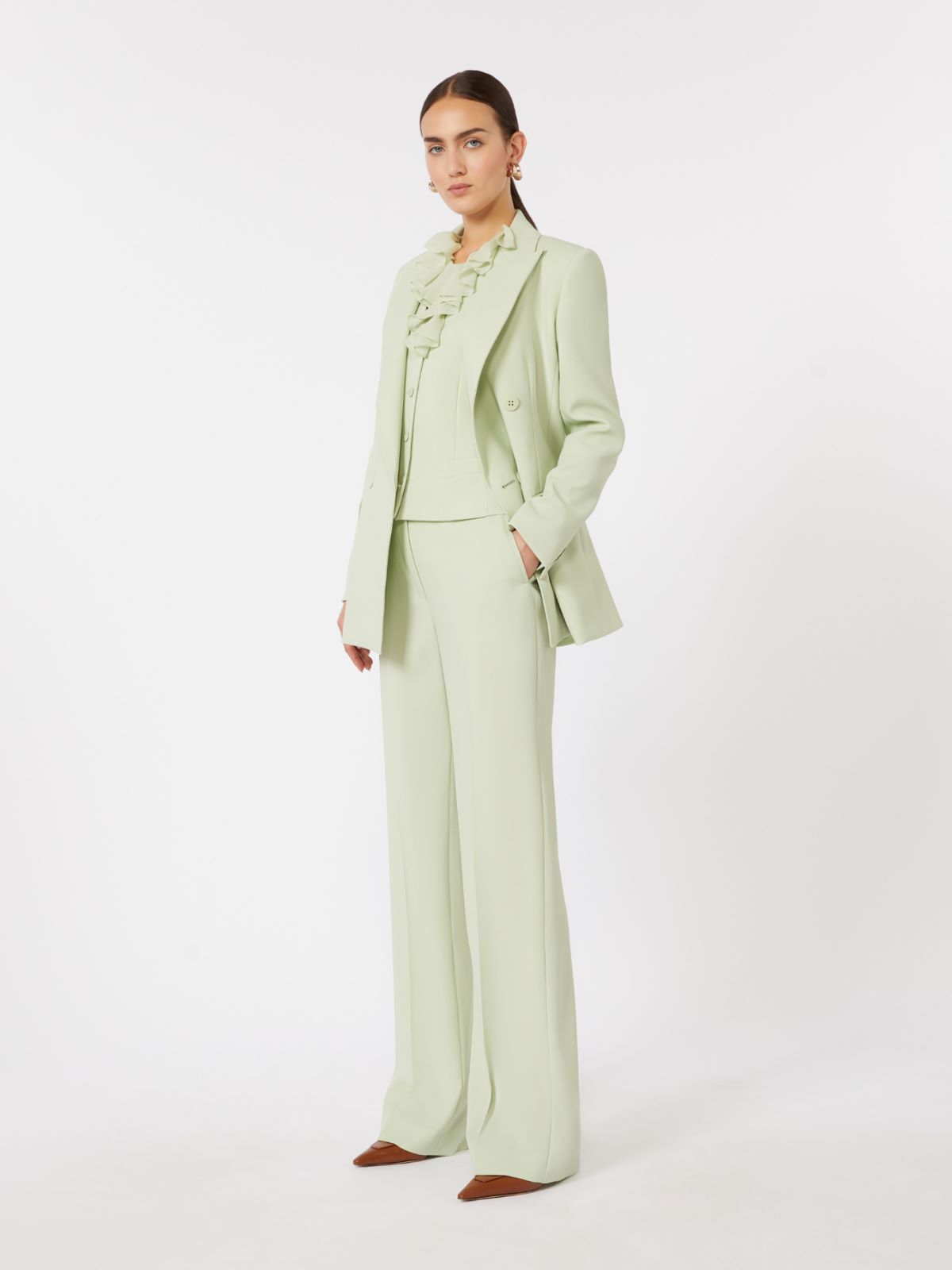 Fitted wool crepe blazer - GREEN - Max Mara - 5