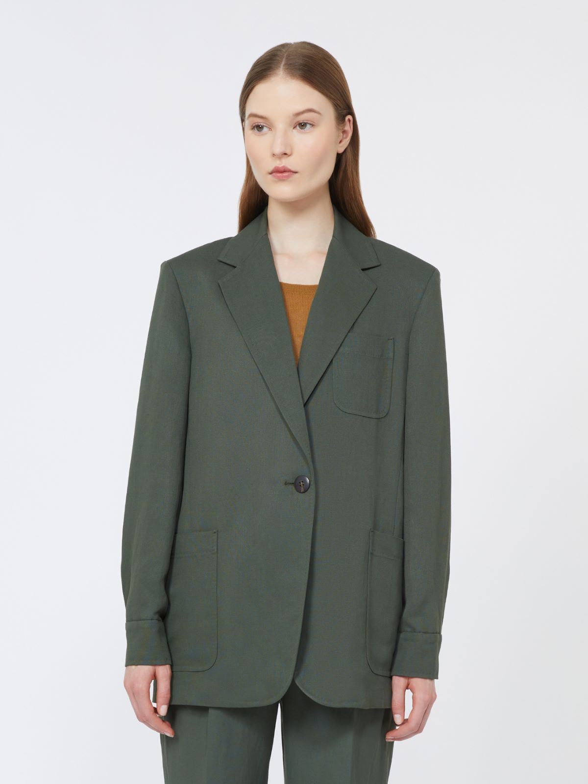 Viscose and linen canvas blazer - KAKI - 2