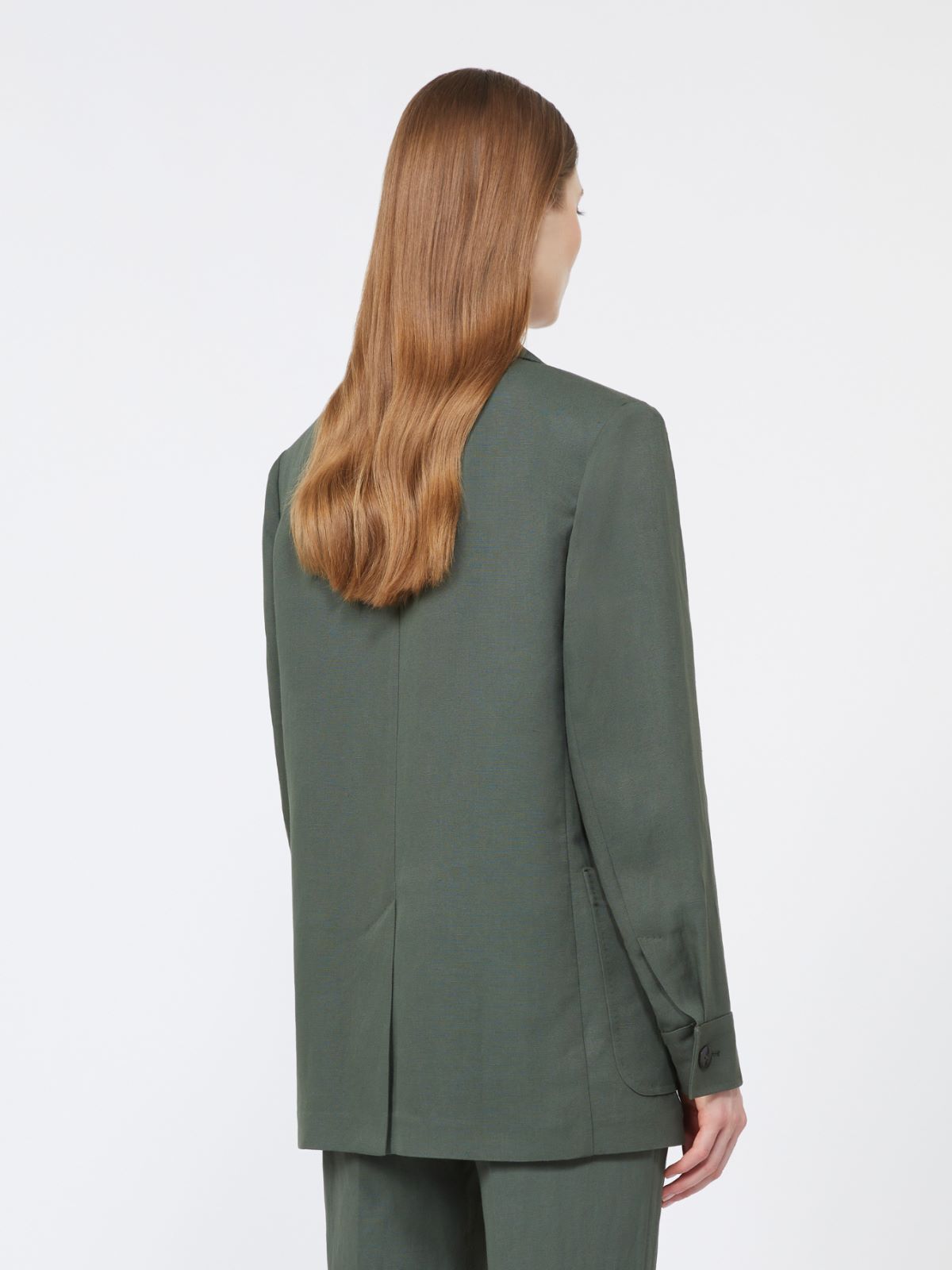 Viscose and linen canvas blazer - KAKI - 3