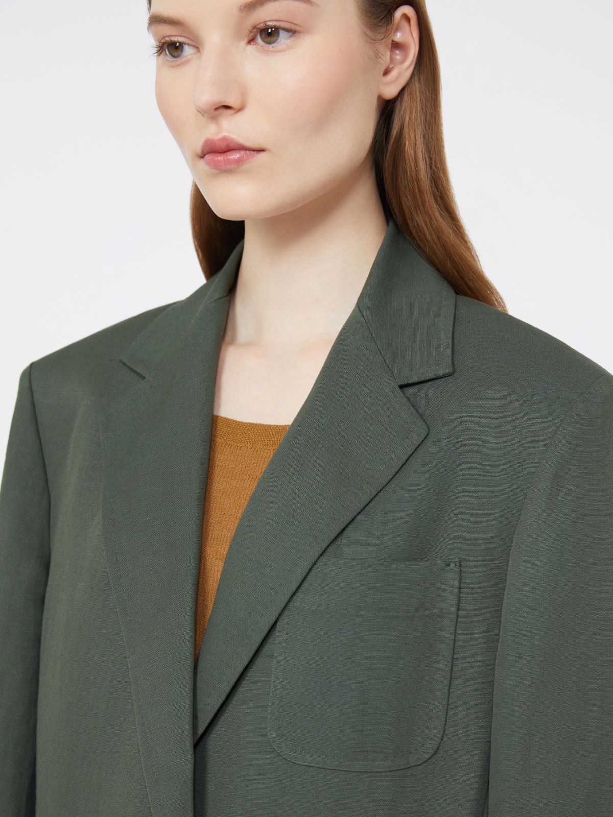 Viscose and linen canvas blazer - KAKI - 4